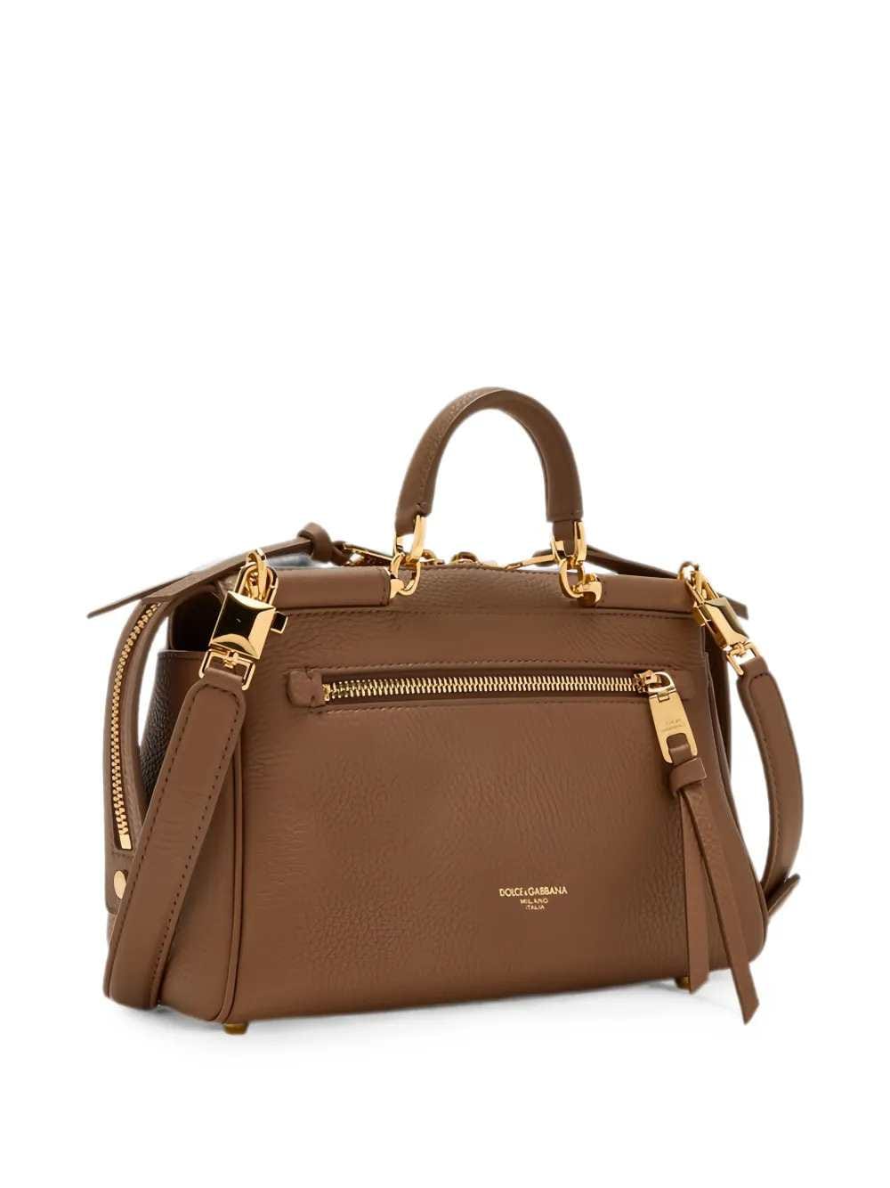 Dolce & Gabbana Women Vittoria Leather Tote Bag With Logo Plaque