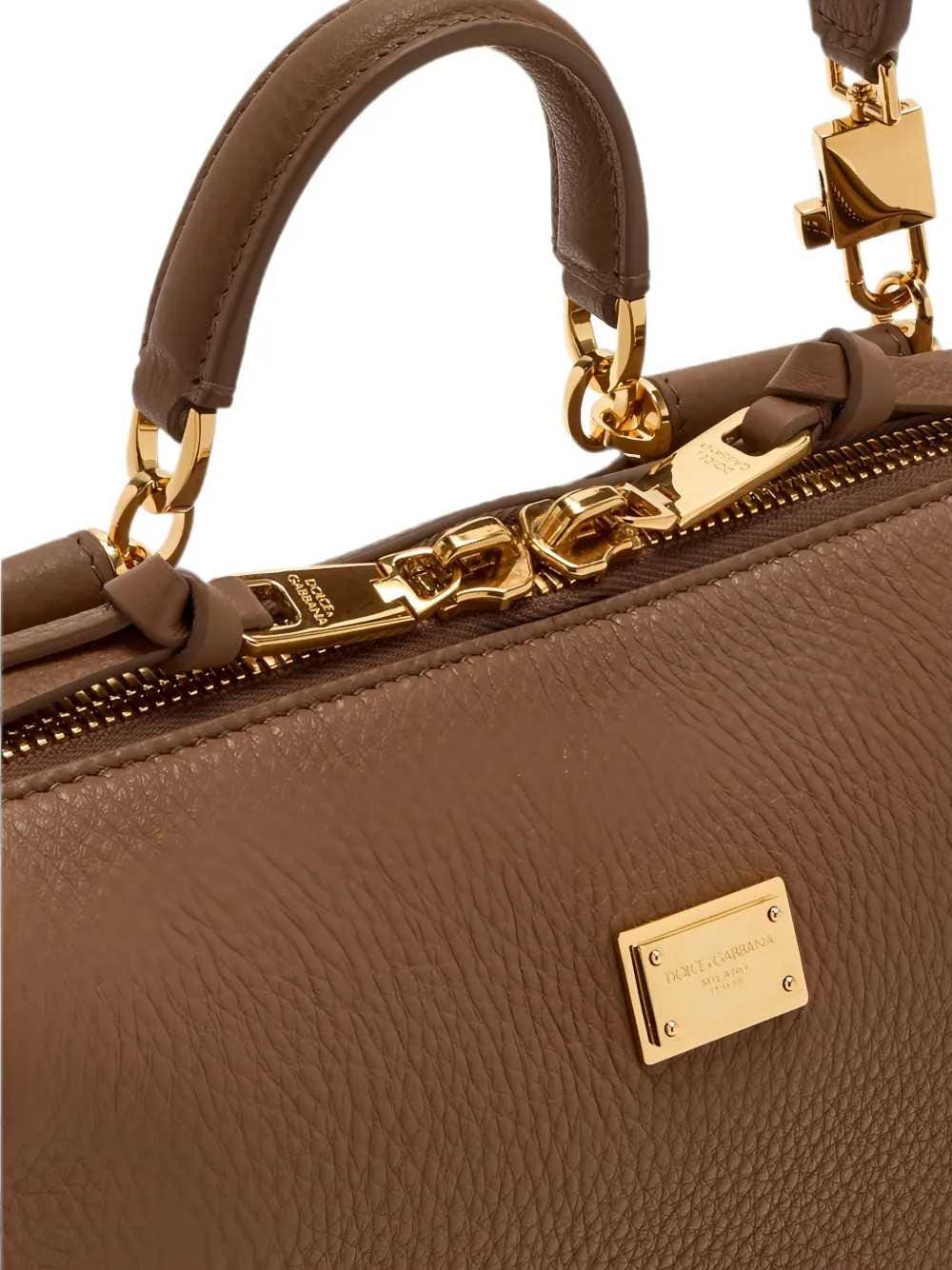 Dolce & Gabbana Women Vittoria Leather Tote Bag With Logo Plaque