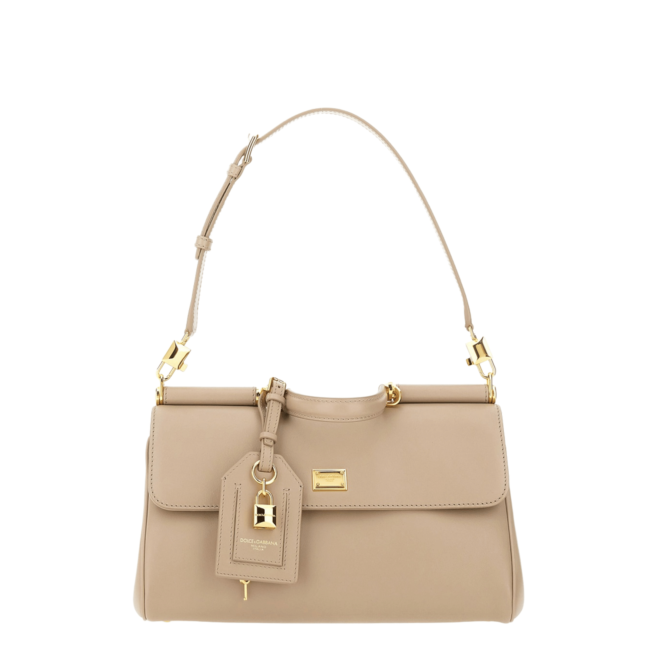 Dolce & Gabbana My Sicily Medium Calfskin Handbag - Beige