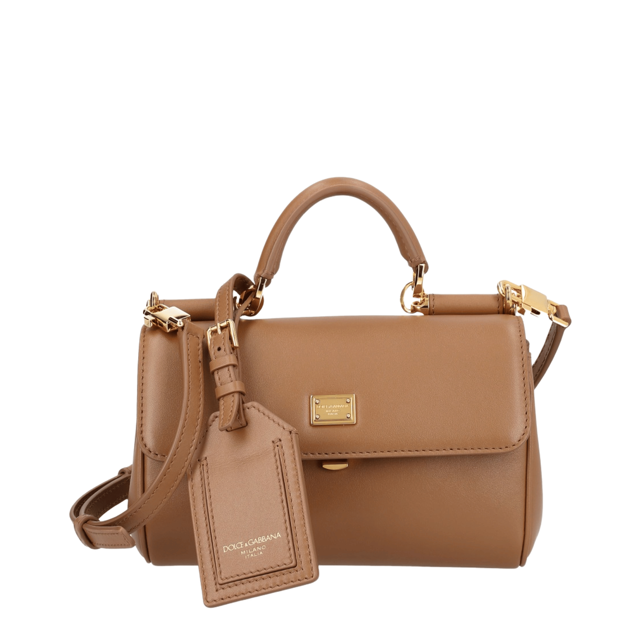 Dolce & Gabbana My Sicily Mini Plongé Calfskin Handbag - Brown