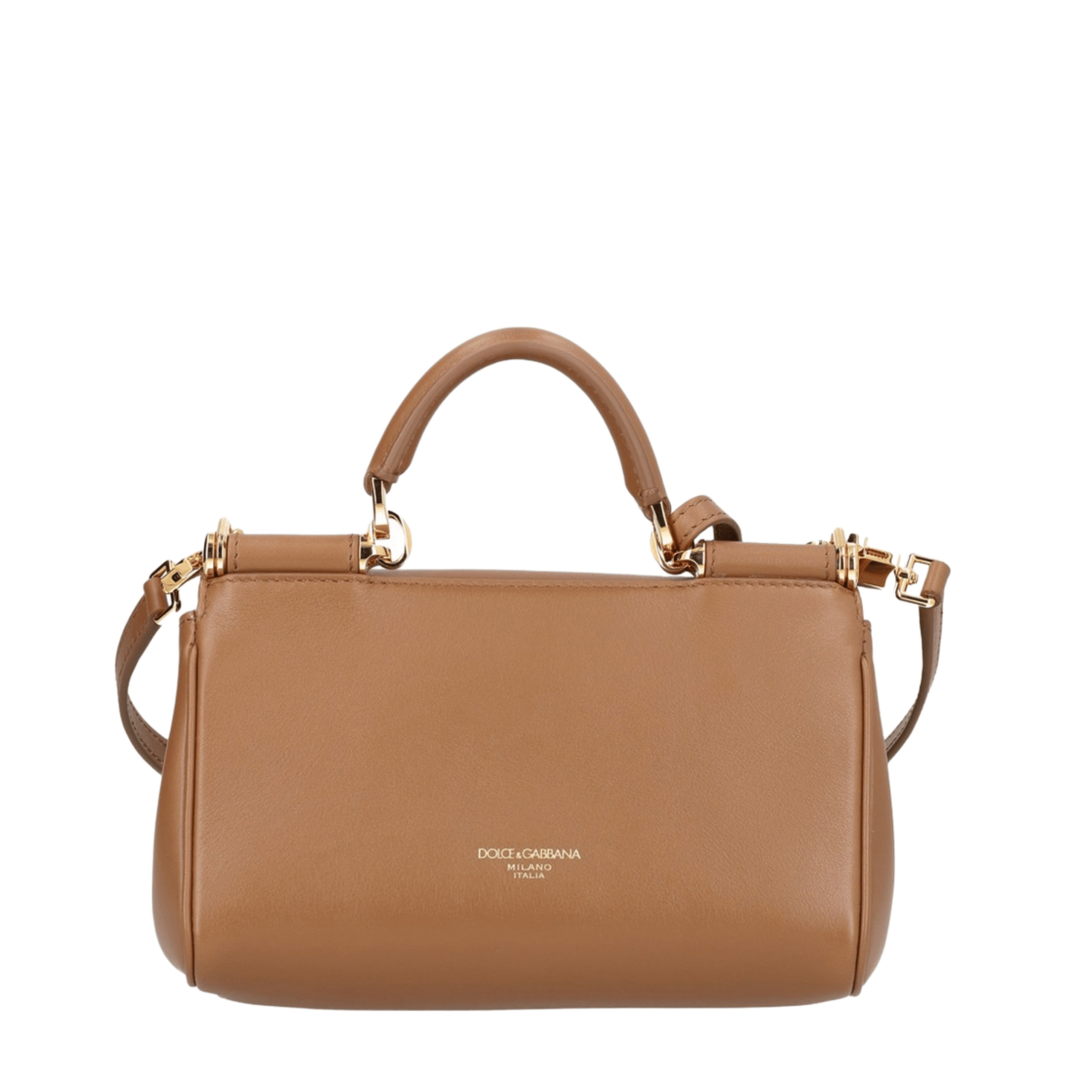 Dolce & Gabbana My Sicily Mini Plongé Calfskin Handbag - Brown