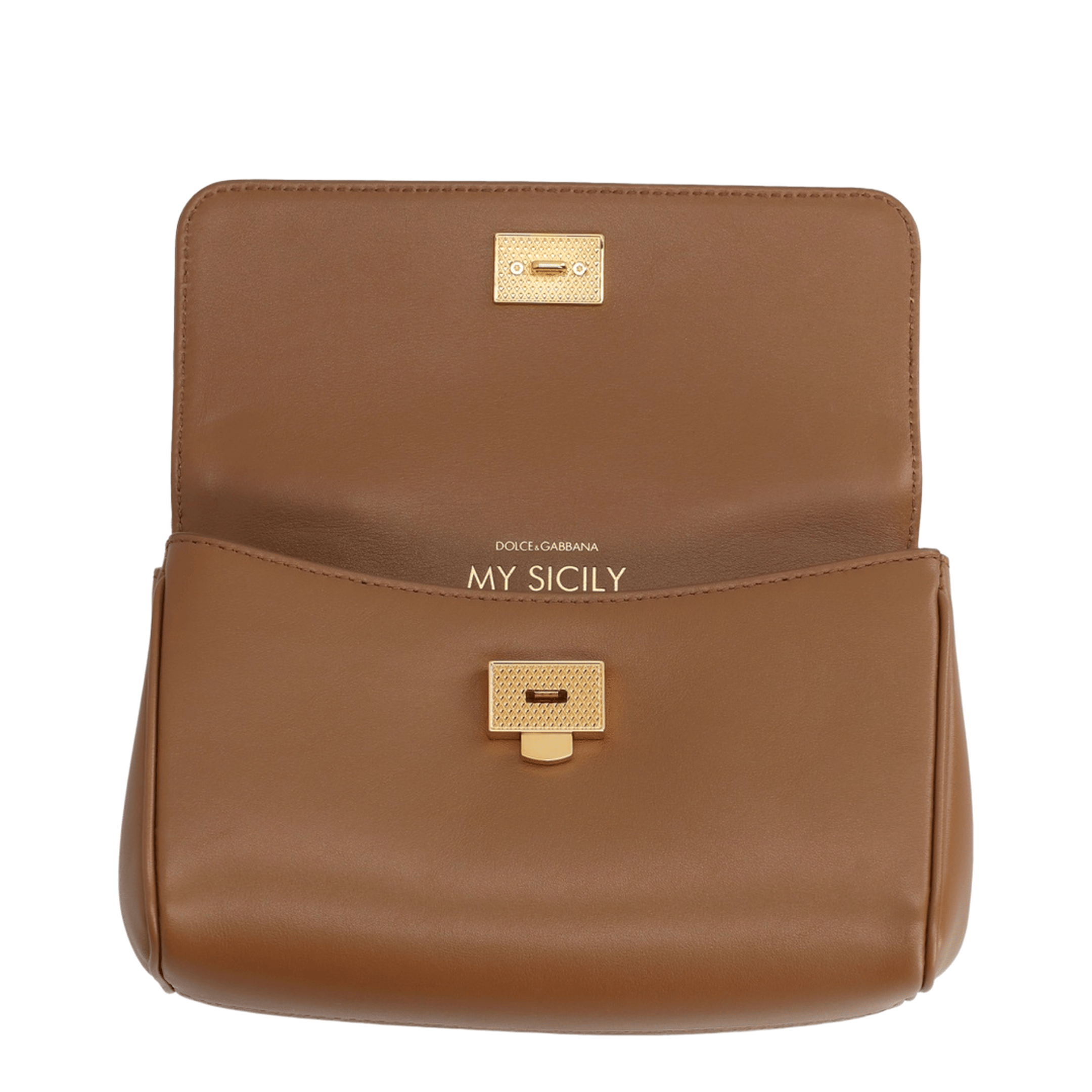 Dolce & Gabbana My Sicily Mini Plongé Calfskin Handbag - Brown
