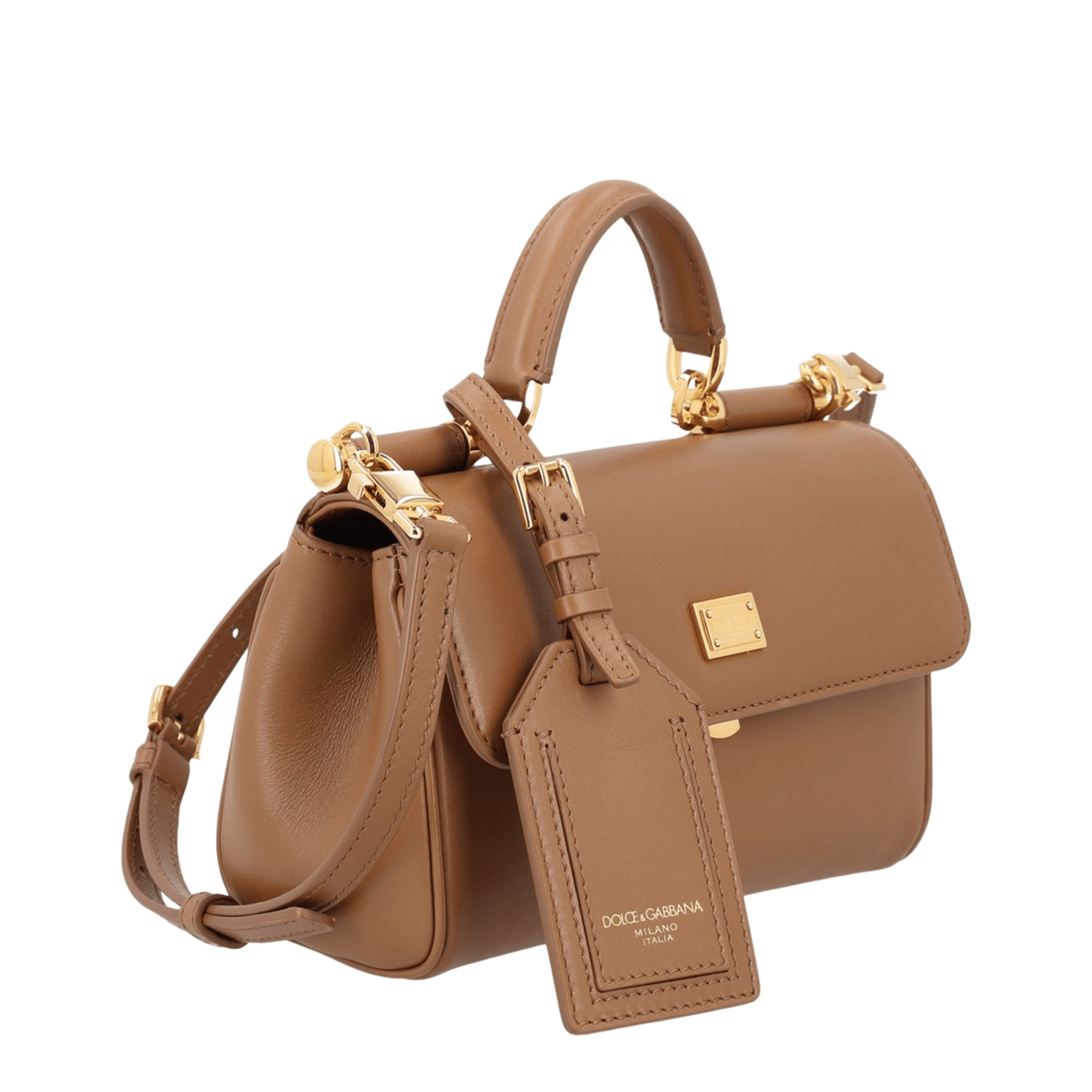 Dolce & Gabbana My Sicily Mini Plongé Calfskin Handbag - Brown