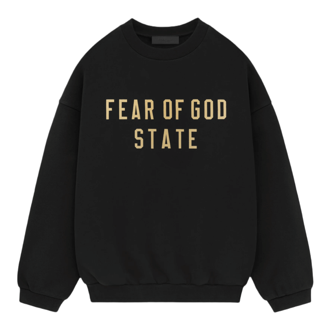 Fear of God ESSENTIALS State Fleece Crewneck - Black (FW24)