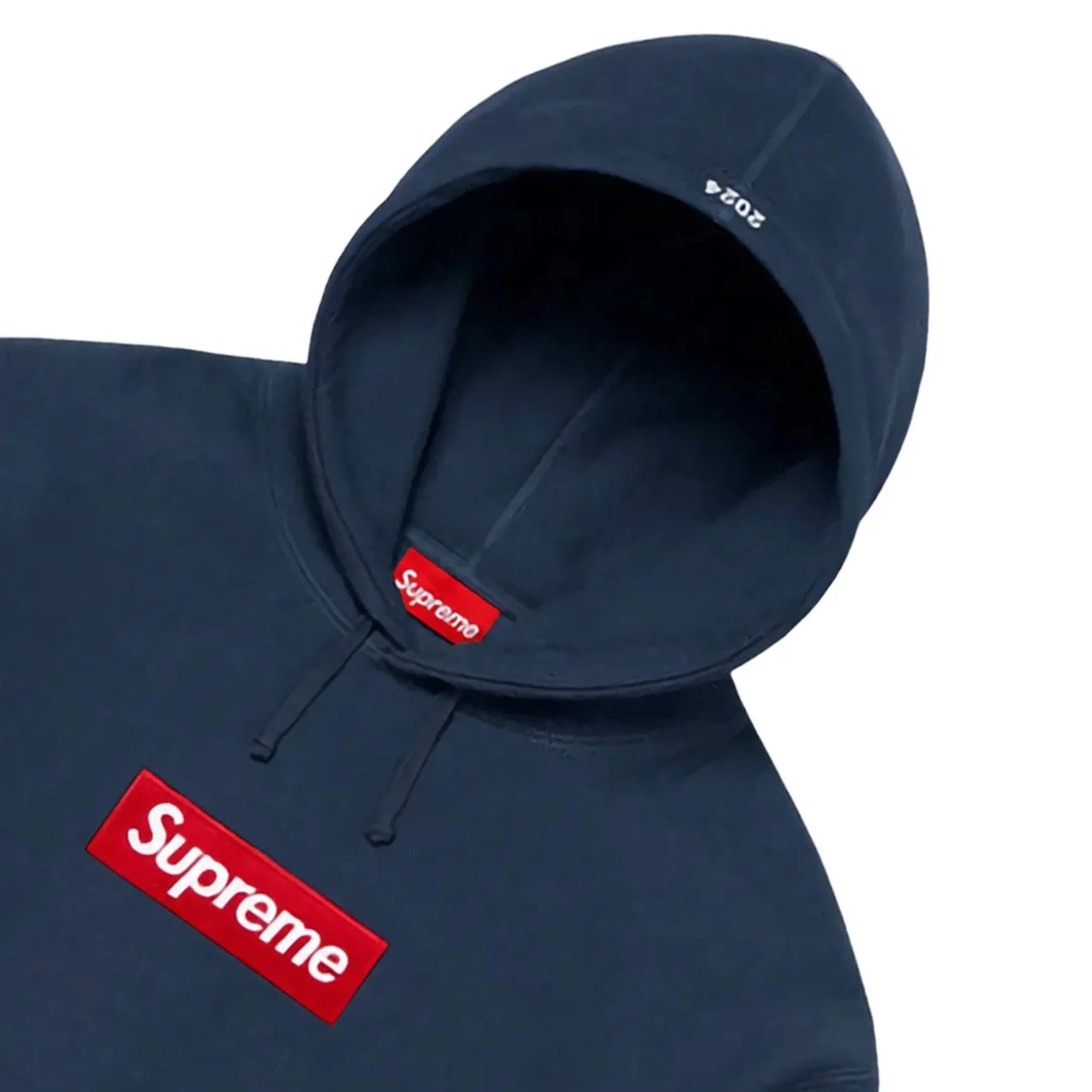 Supreme Box Logo Hooded Sweatshirt Navy (2024)