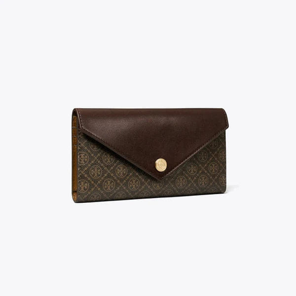 Tory Burch T Monogram Coated Canvas Envelope Wallet French Press