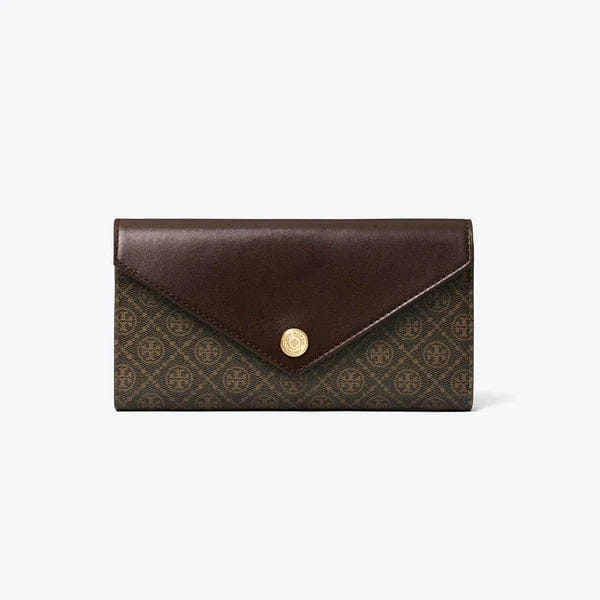 Tory Burch T Monogram Coated Canvas Envelope Wallet French Press