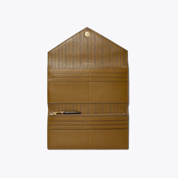 Tory Burch T Monogram Coated Canvas Envelope Wallet French Press