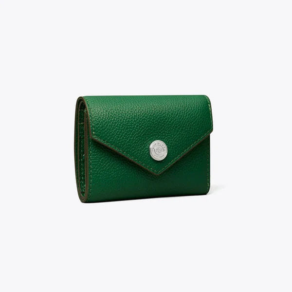 Tory Burch Small Pebble Envelope Wallet Dark Kale