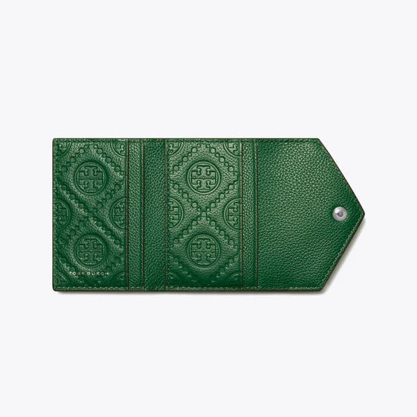 Tory Burch Small Pebble Envelope Wallet Dark Kale