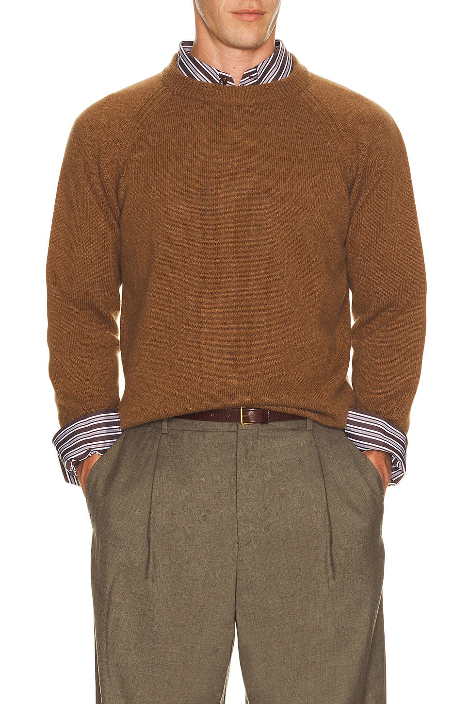 Saint Laurent Cashmere Raglan Sleeve Crewneck Sweater
