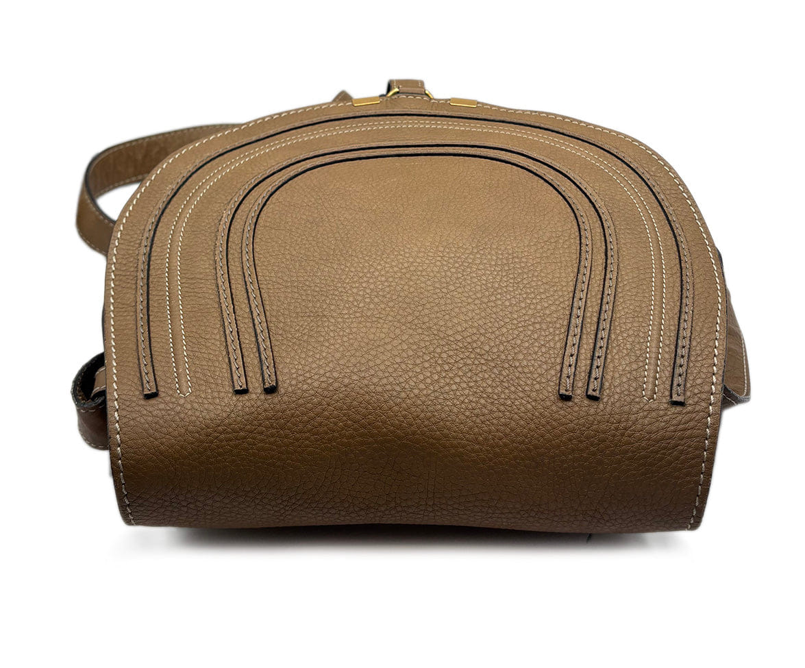 Chloe Neutral Khaki Leather Crossbody Handbag