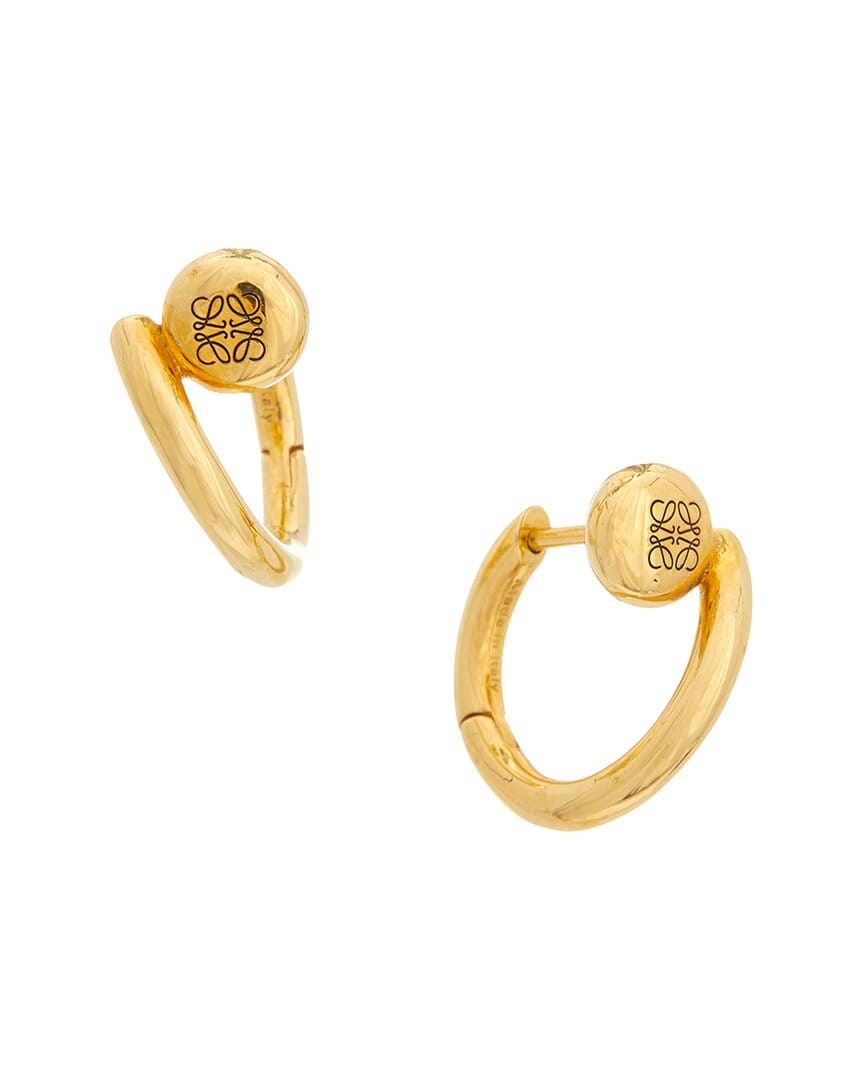 Loewe Silver Anagram Pebble Mini Hoop Earrings