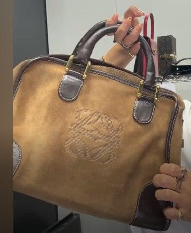 Loewe Amazona 32 Suede×Leather Beige×Brown B08018KNMW