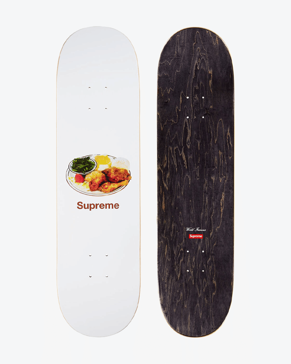 SUPREME SS18 CHICKEN DINNER WHITE SKATEBOARD DECK