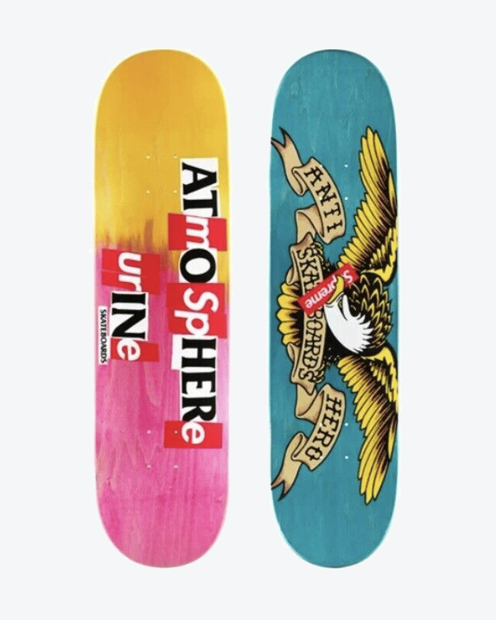 SUPREME x ANTIHERO FW20 YELLOW/PINK TEAL SKATEBOARD DECK