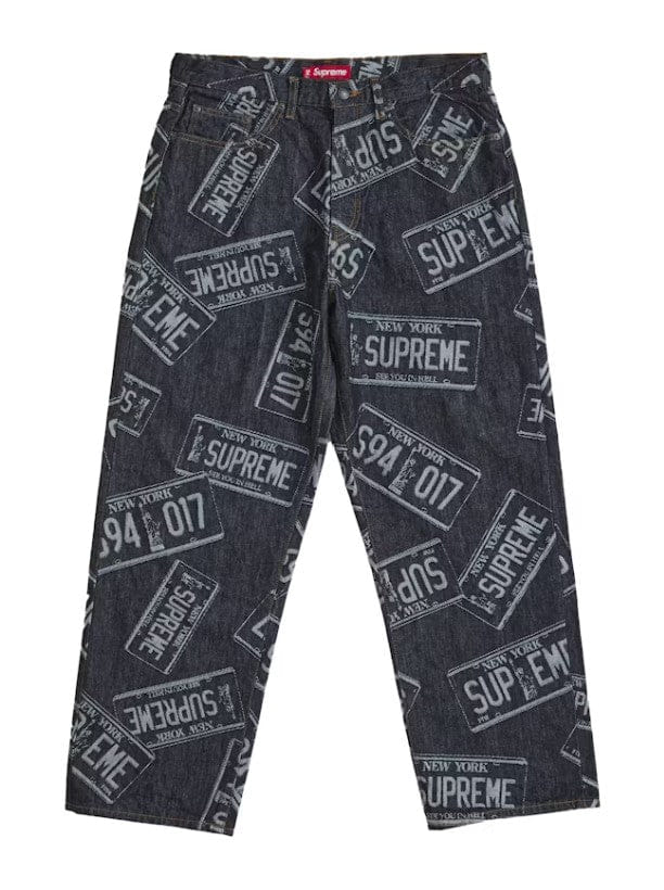 Supreme License Plate Baggy Jean Rigid Indigo
