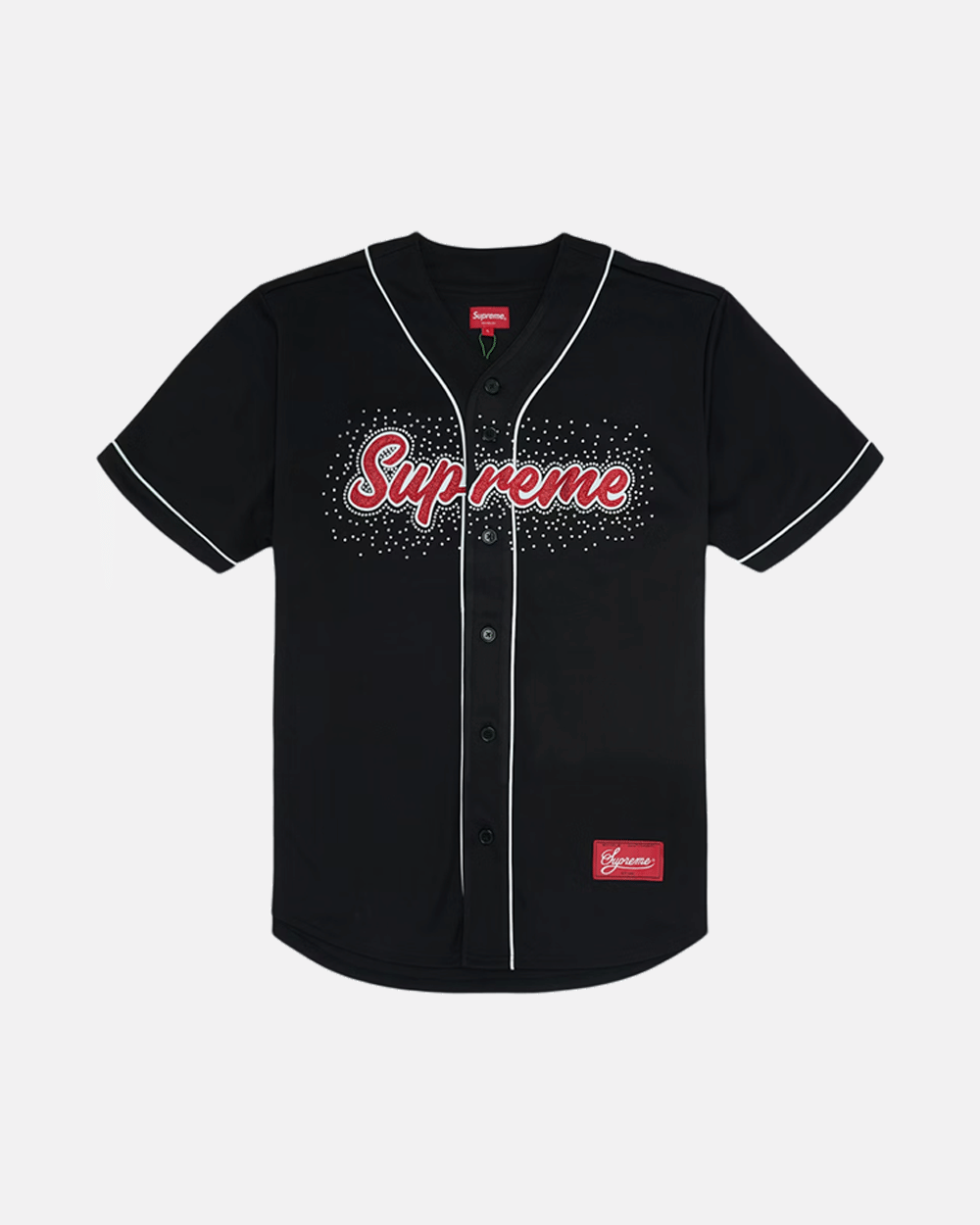 SUPREME SS20 RHINESTONE BASEBALL JERSEY BLACK