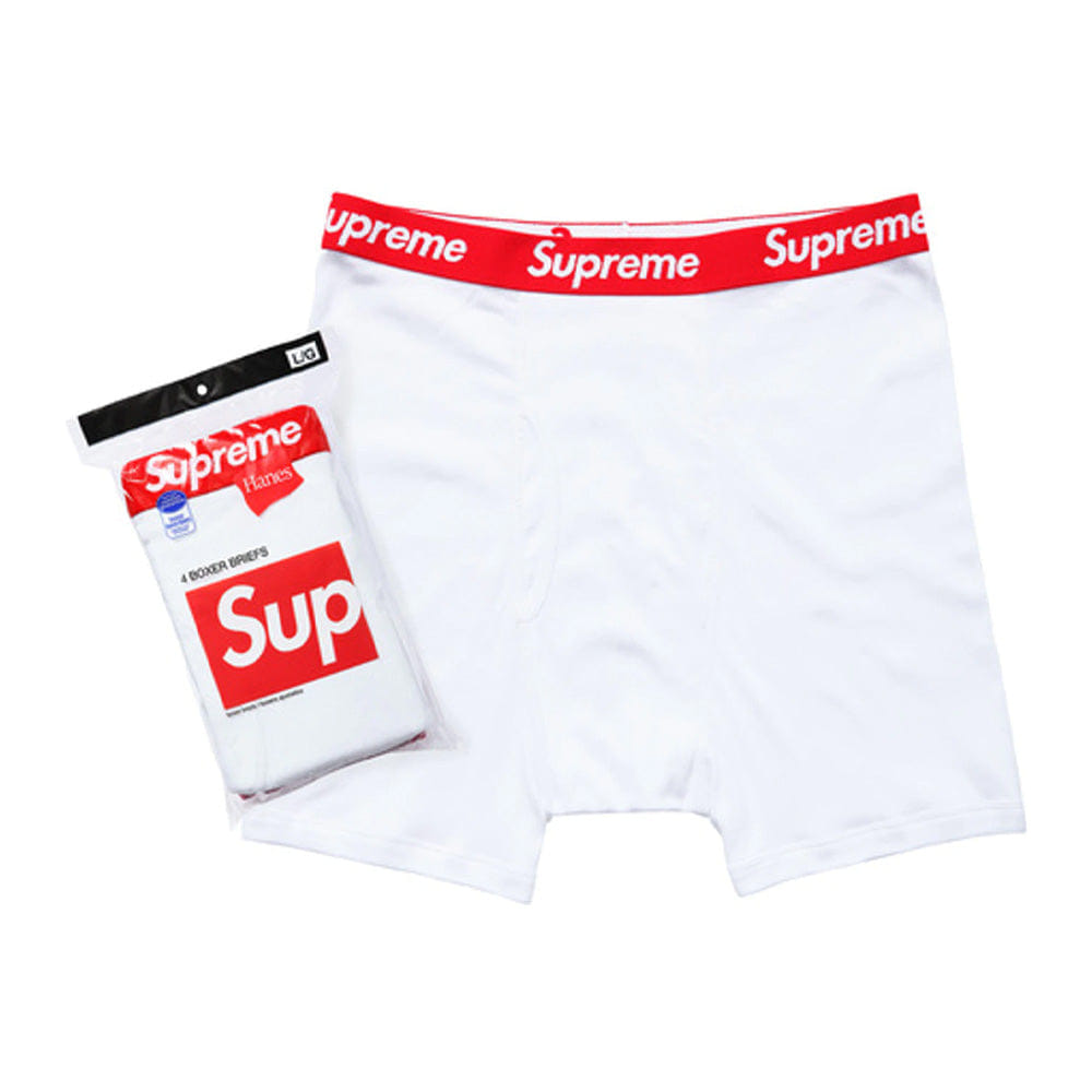 SUPREME HANES BOXER BRIEFS WHITE (4 PACK)