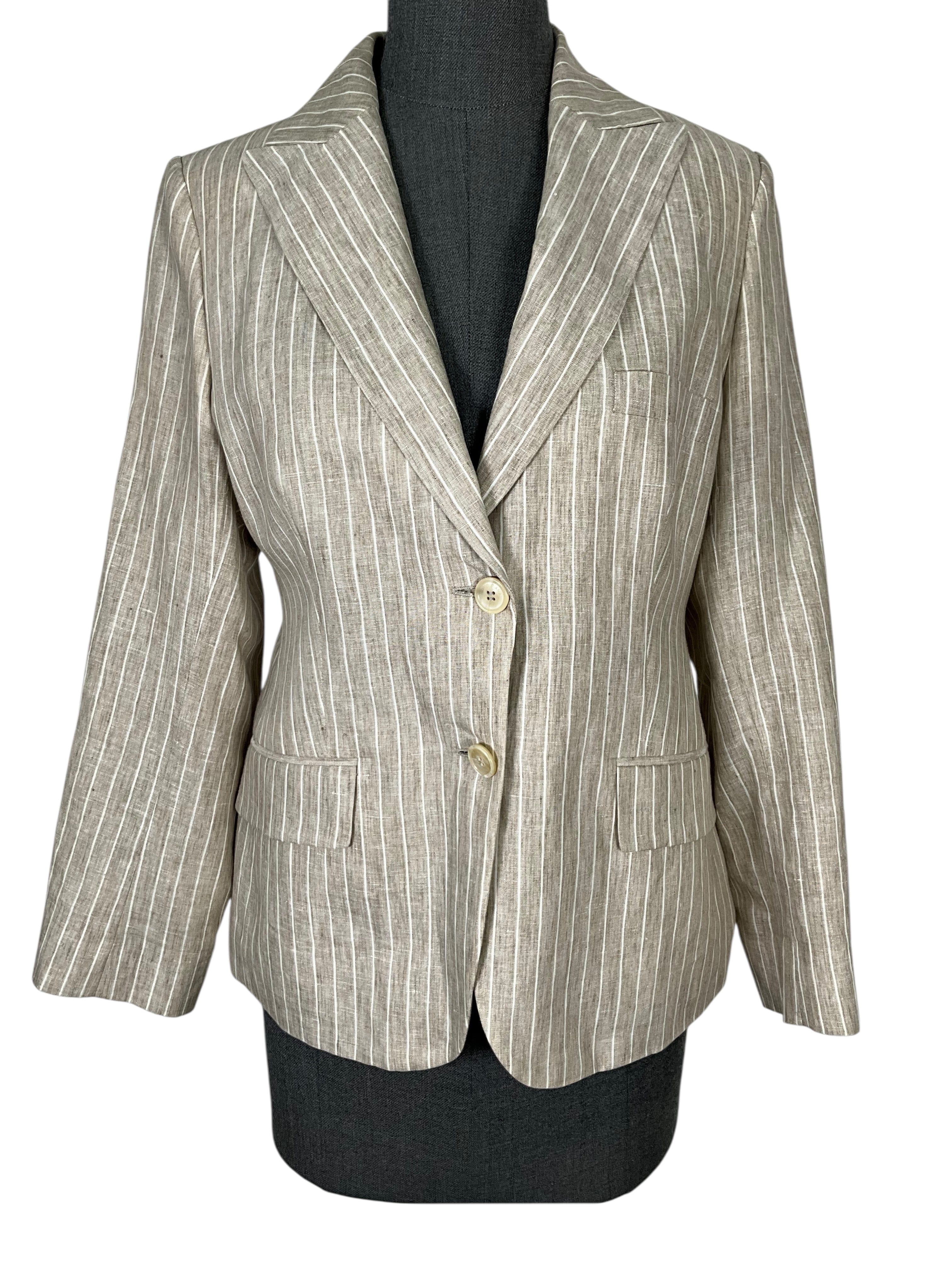Loro Piana Pinstripe Linen Blazer Size L