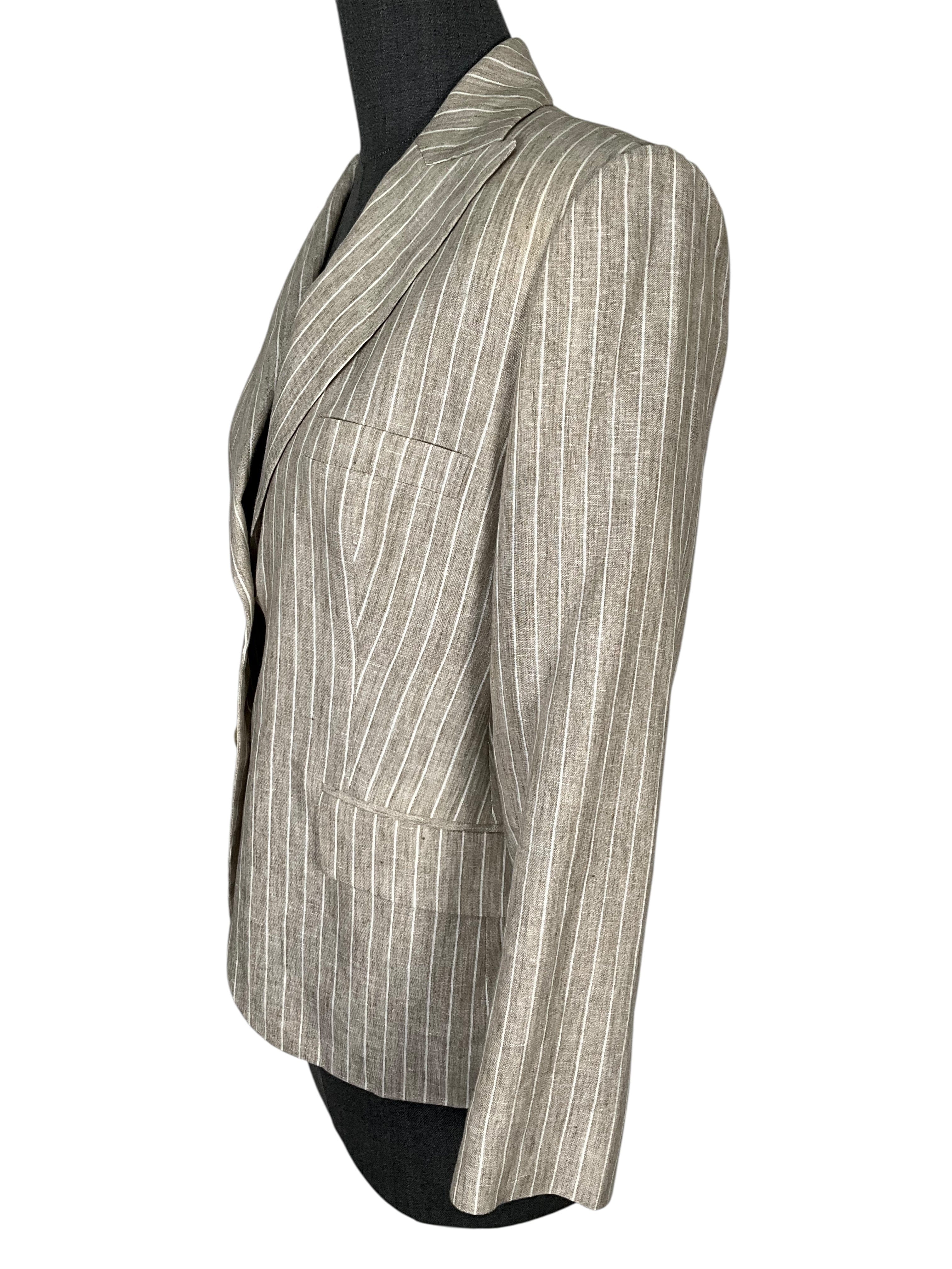 Loro Piana Pinstripe Linen Blazer Size L