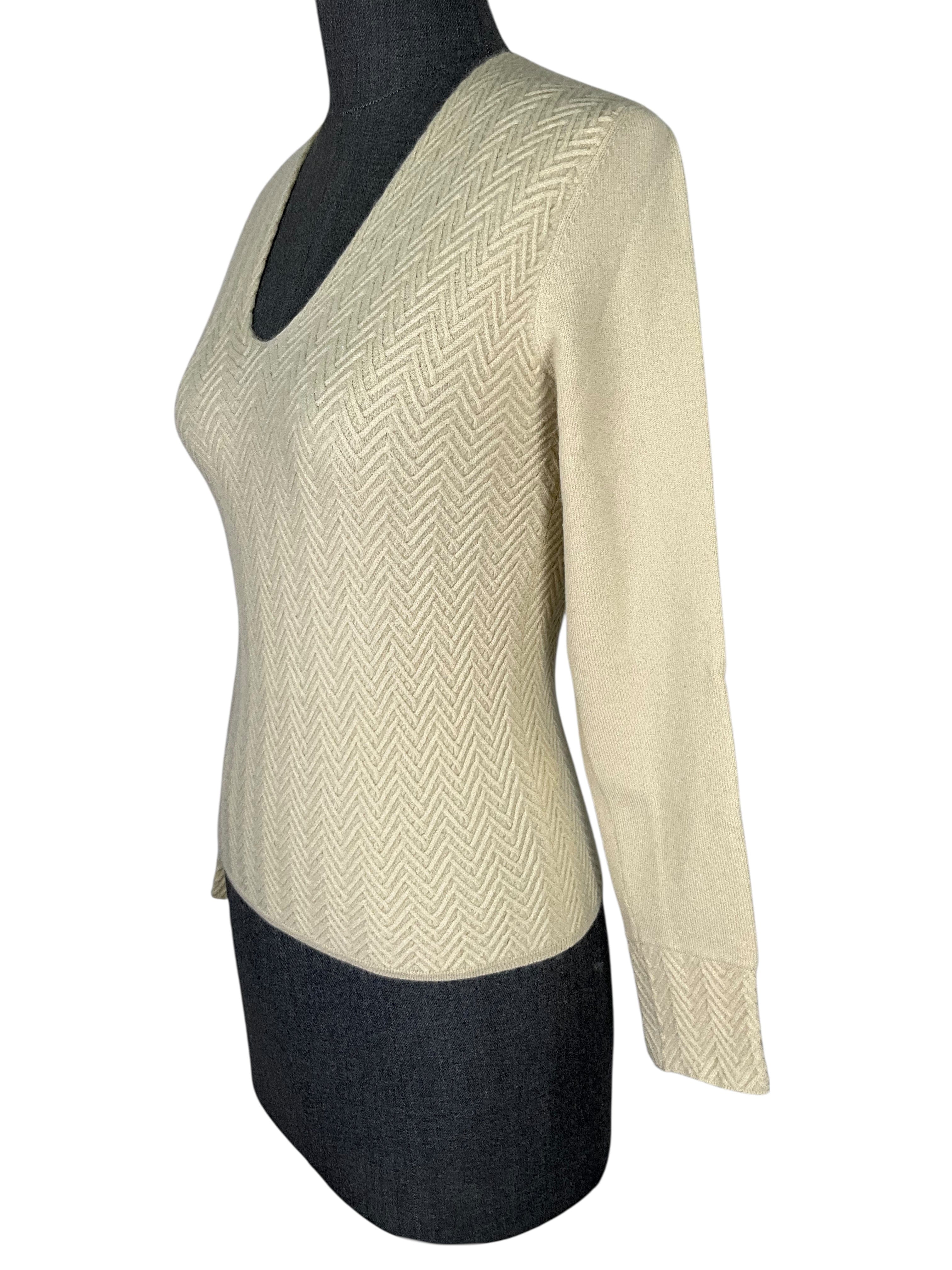Loro Piana Chevron Knit Cashmere Sweater Size S