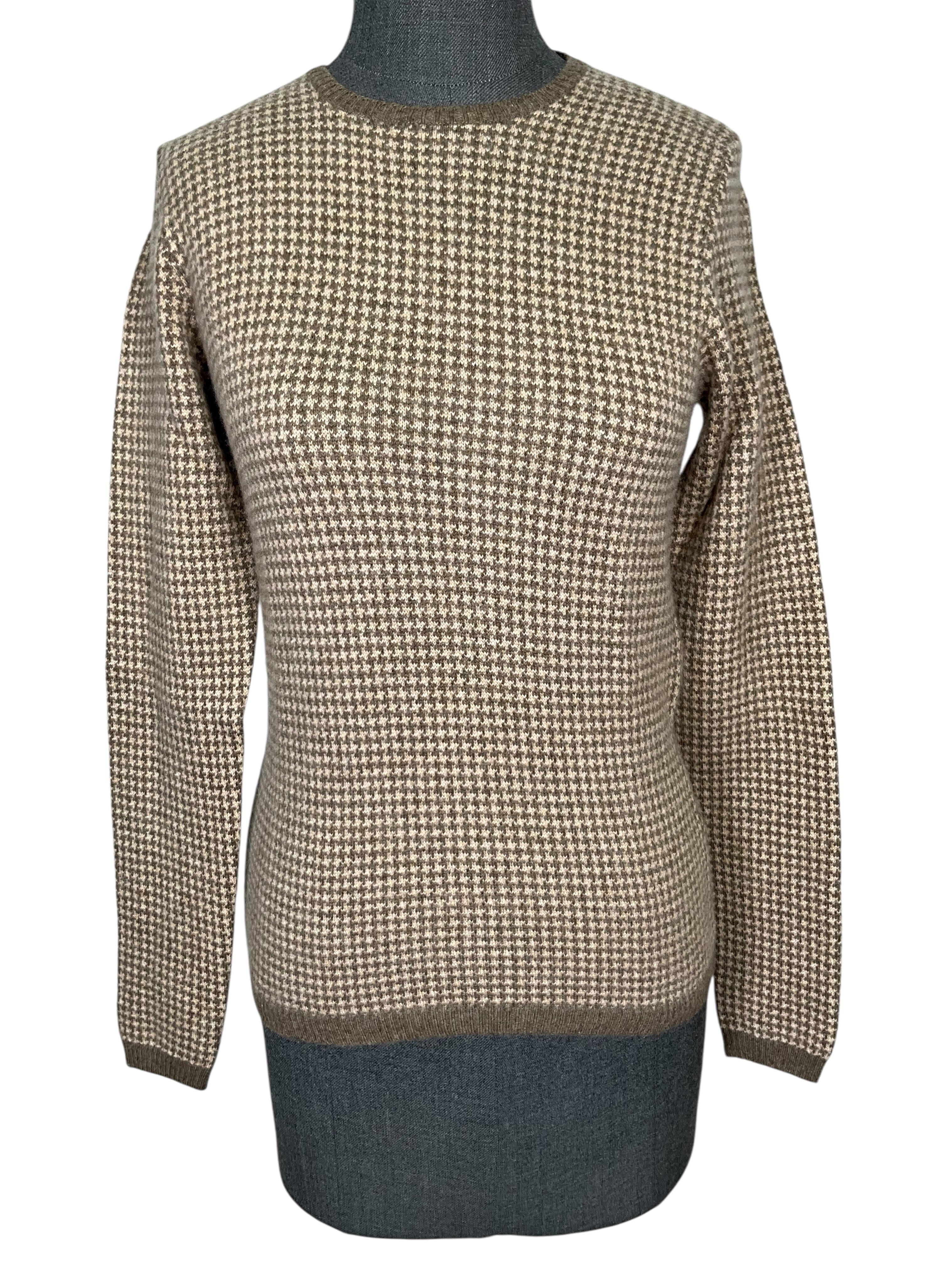 Loro Piana Houndstooth Crewneck Cashmere Sweater Size M