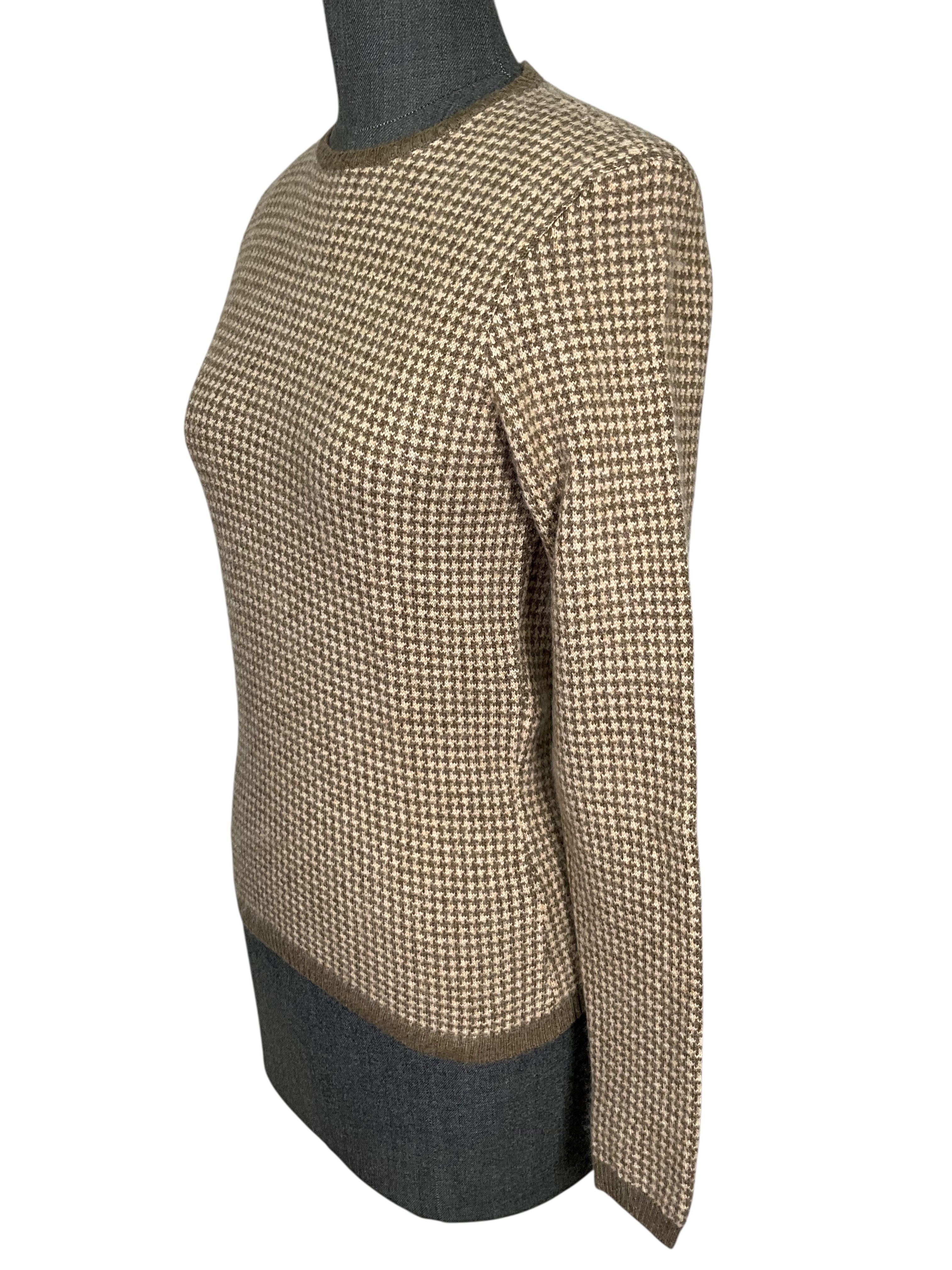 Loro Piana Houndstooth Crewneck Cashmere Sweater Size M