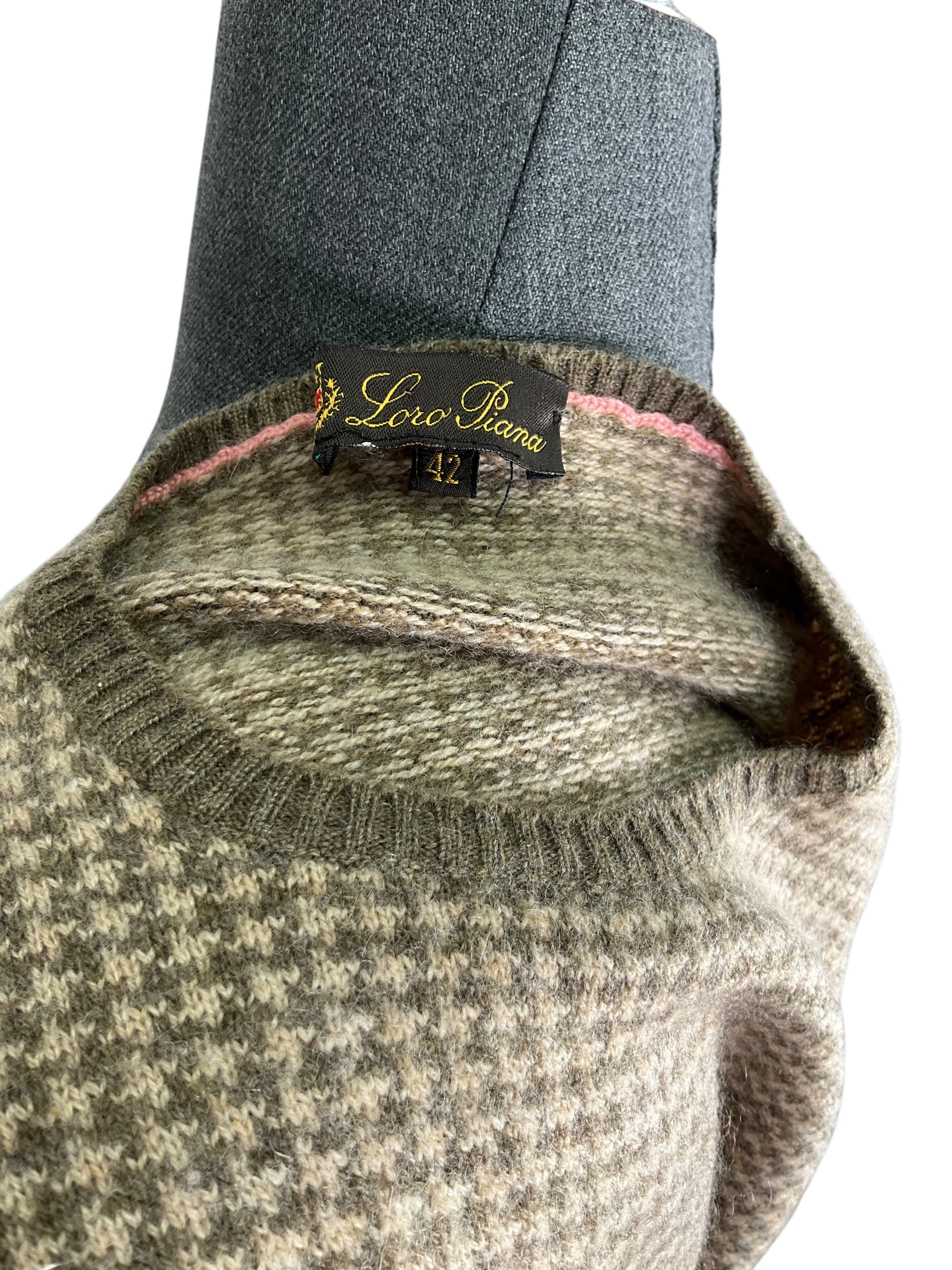 Loro Piana Houndstooth Crewneck Cashmere Sweater Size M