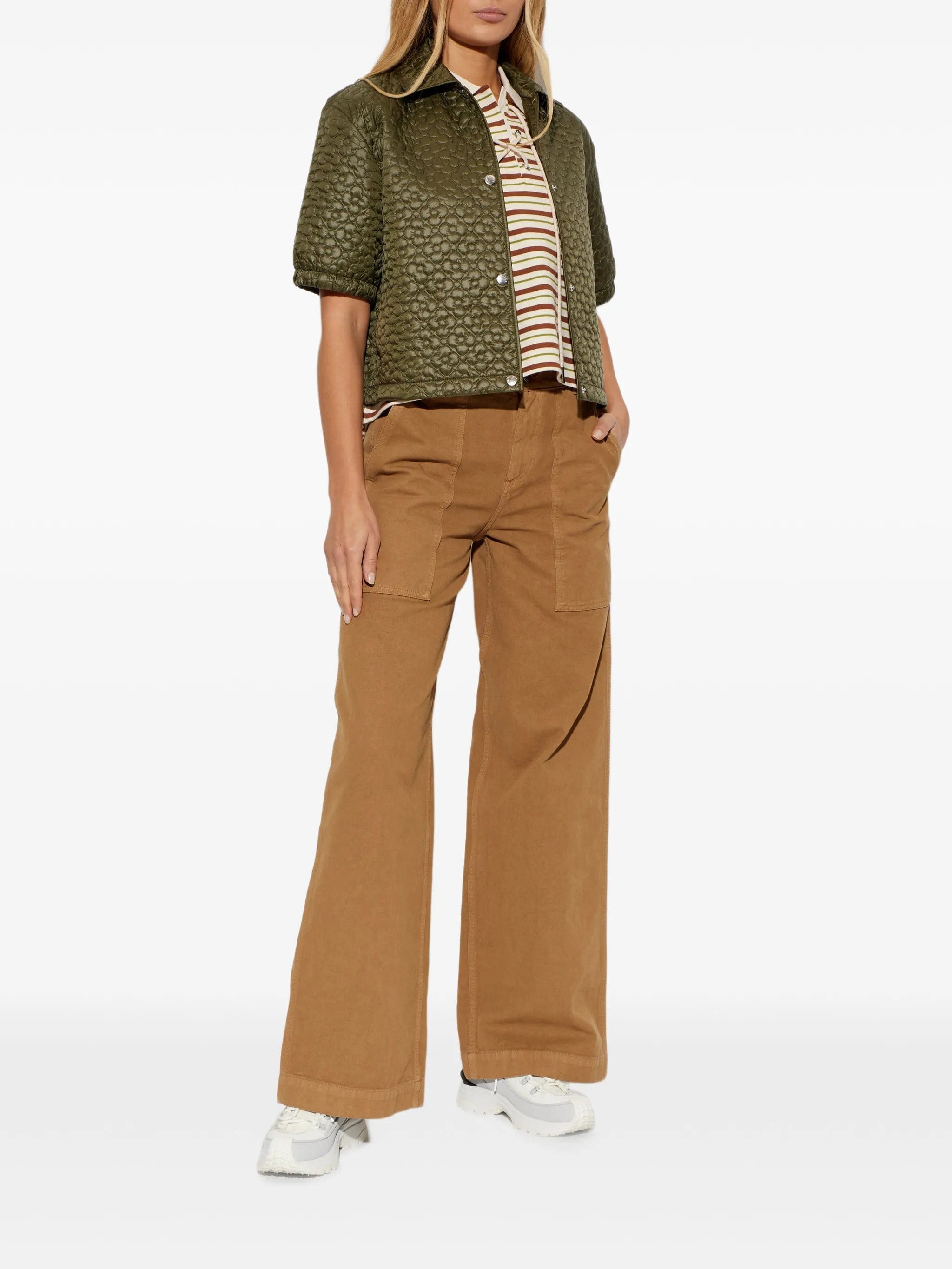 Moncler flower quilted short - sleeve top