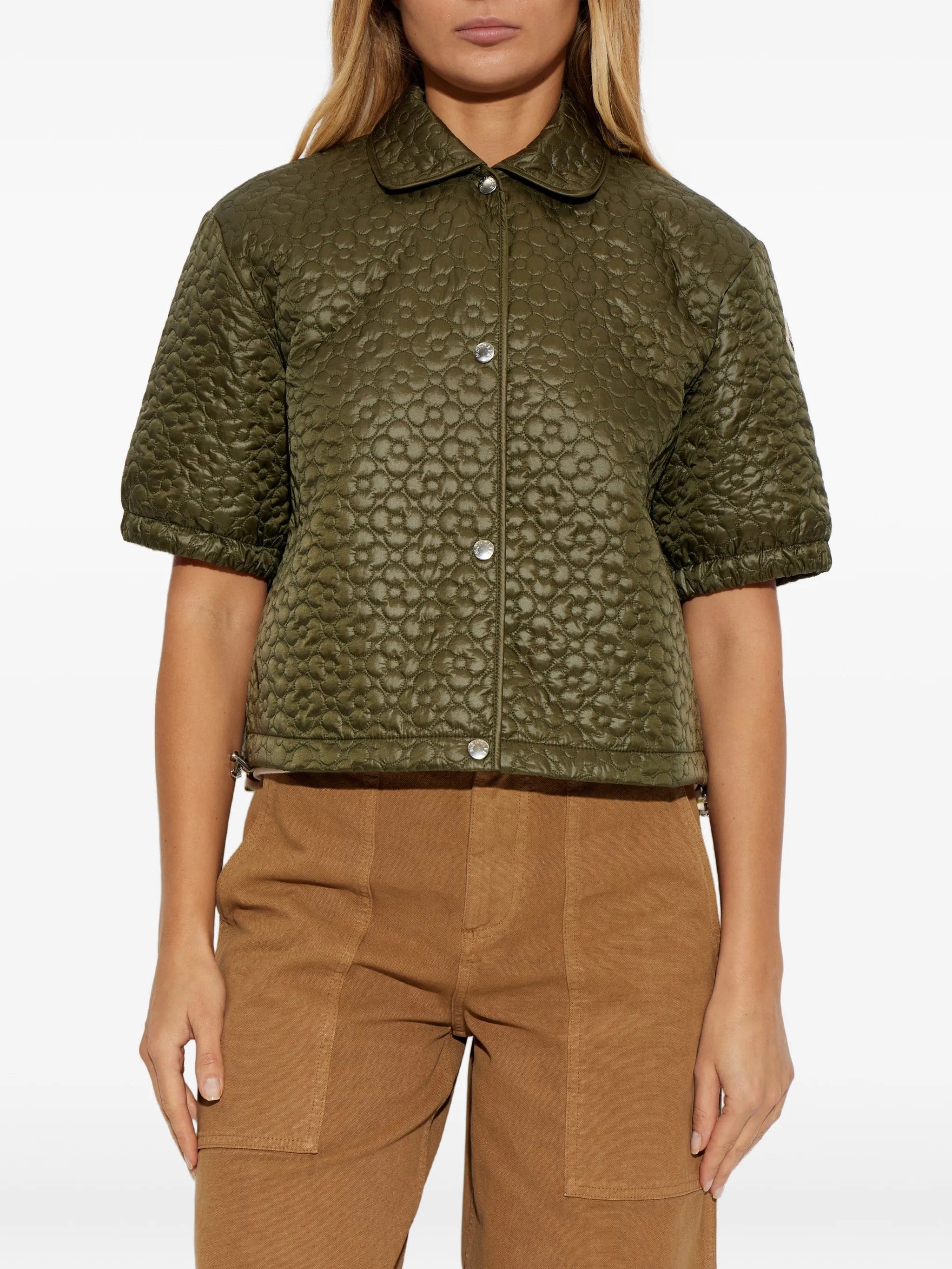 Moncler flower quilted short - sleeve top