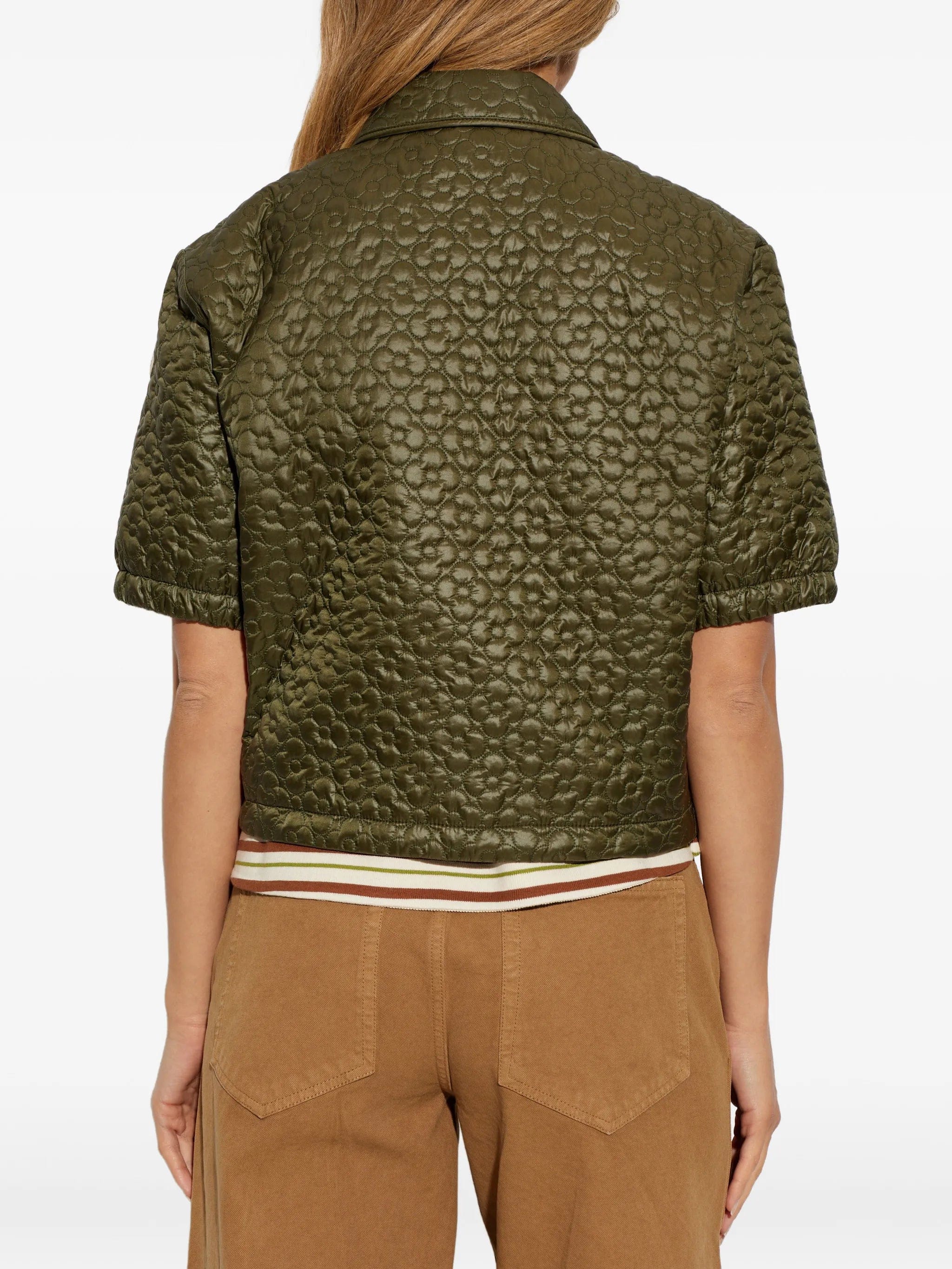Moncler flower quilted short - sleeve top