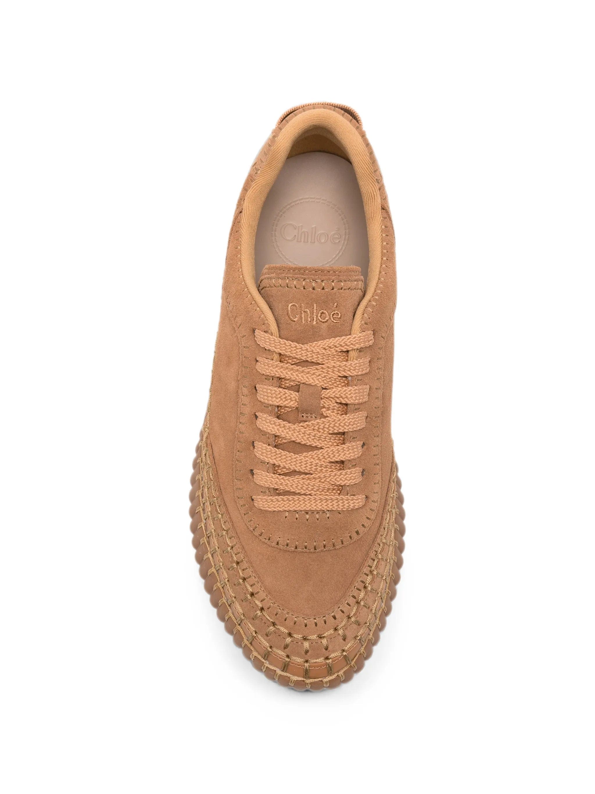 Chloé Nama hand - stitched suede sneakers
