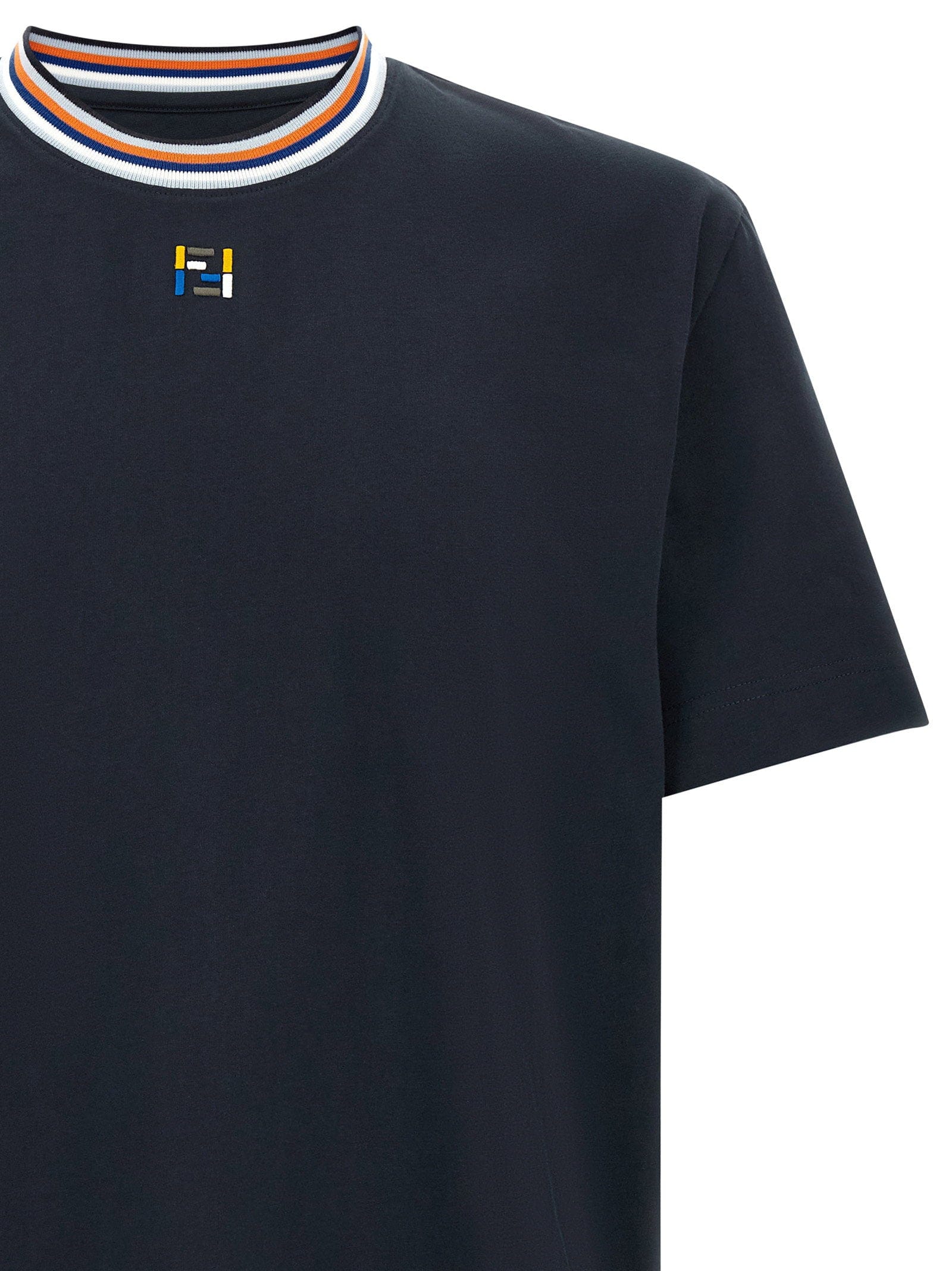 Fendi FF - Embroidered Crewneck T - Shirt — navy