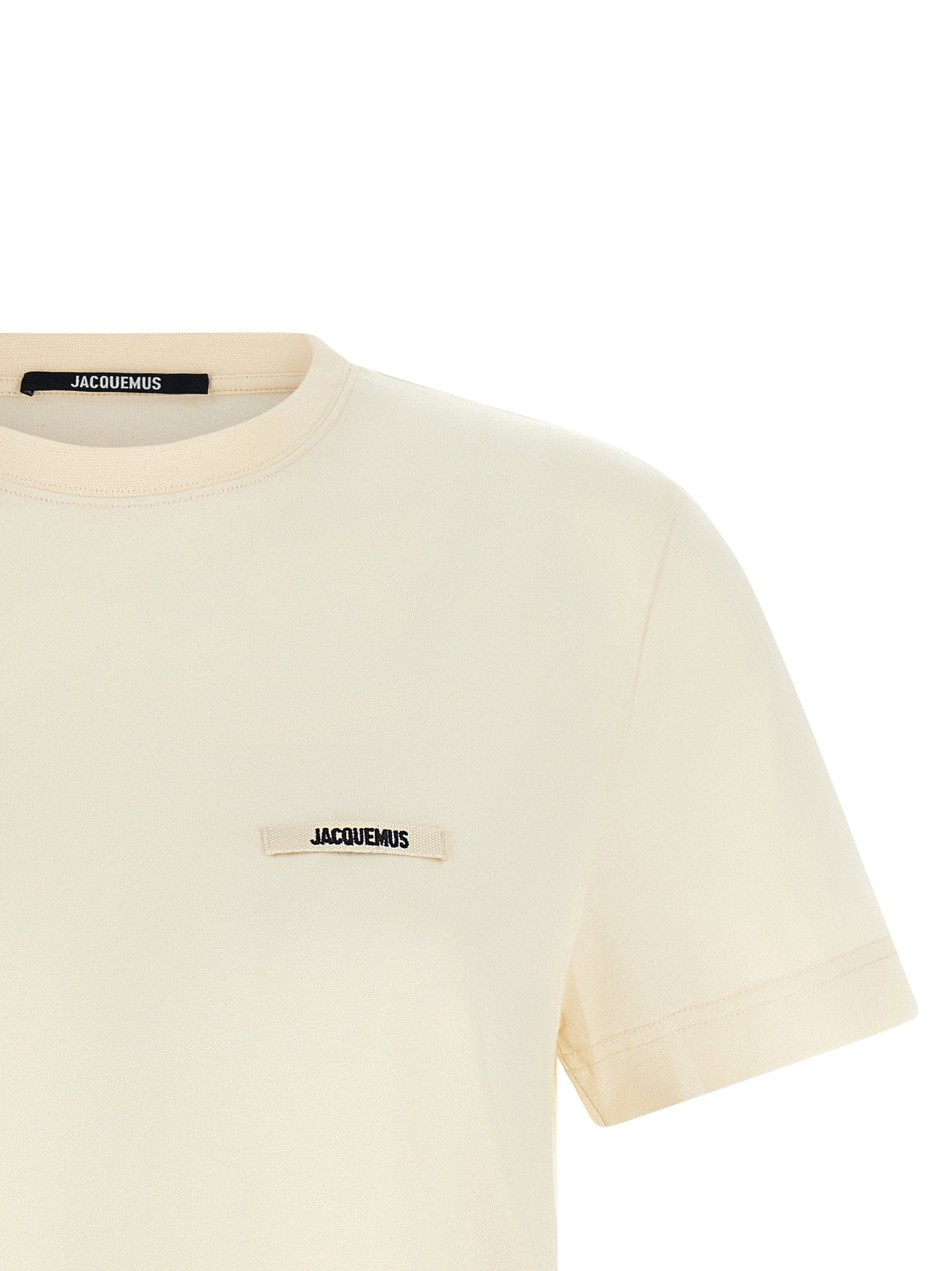 Jacquemus Logo - Embroidered Grosgrain Patch T - Shirt — Beige