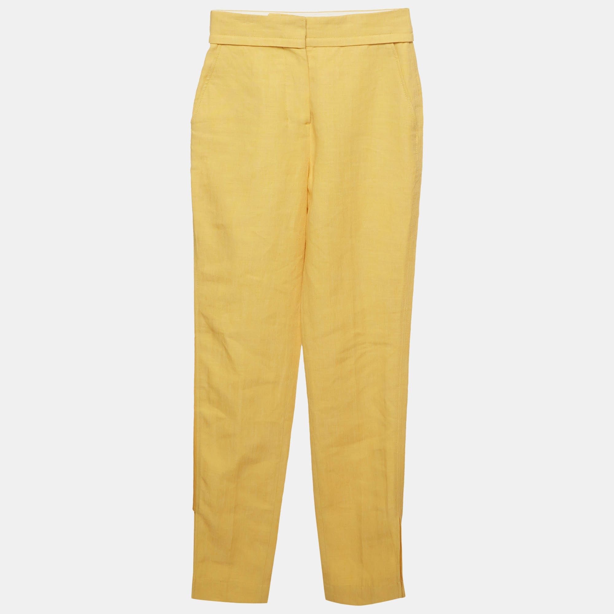 Jacquemus Yellow Linen Blend High Waist Trousers