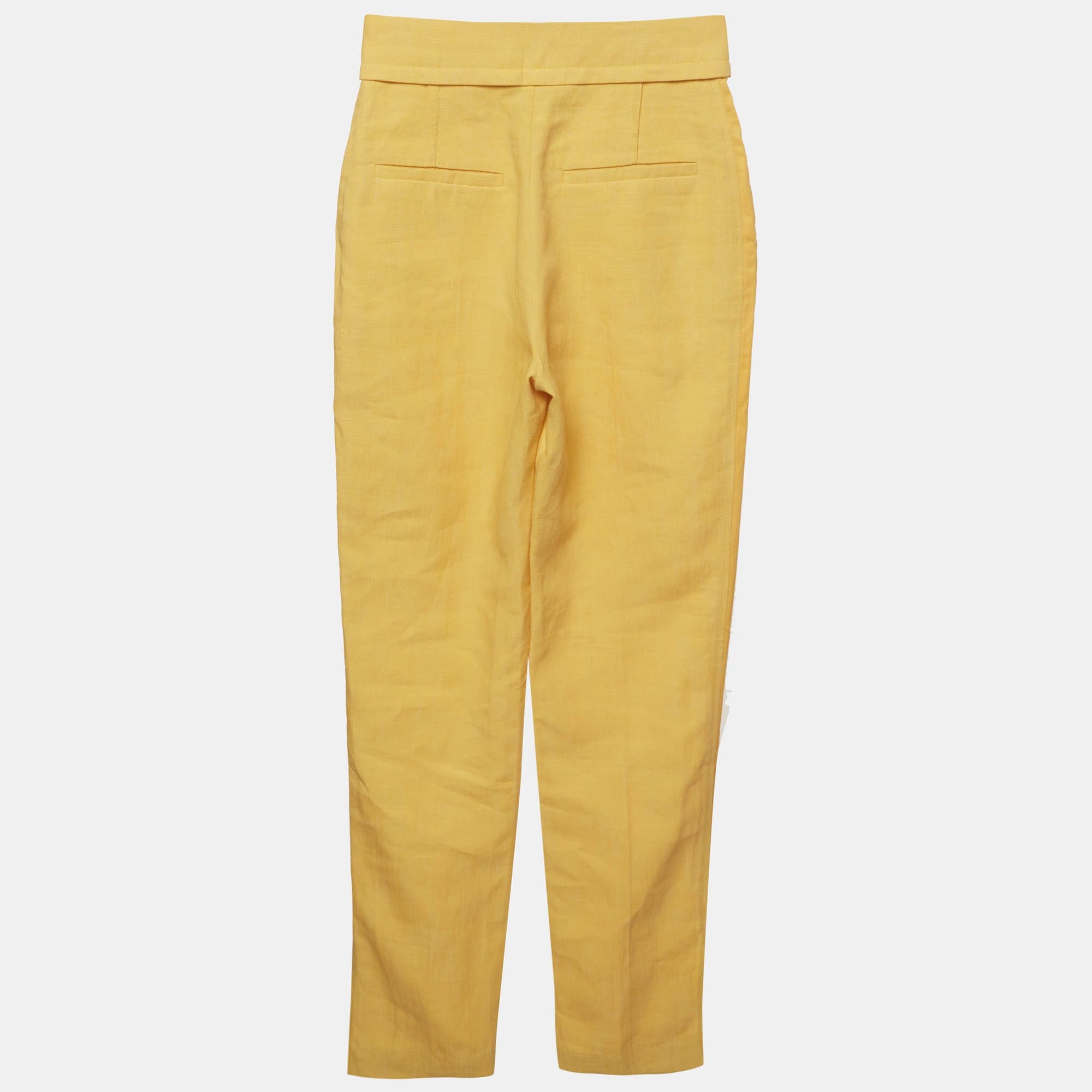 Jacquemus Yellow Linen Blend High Waist Trousers