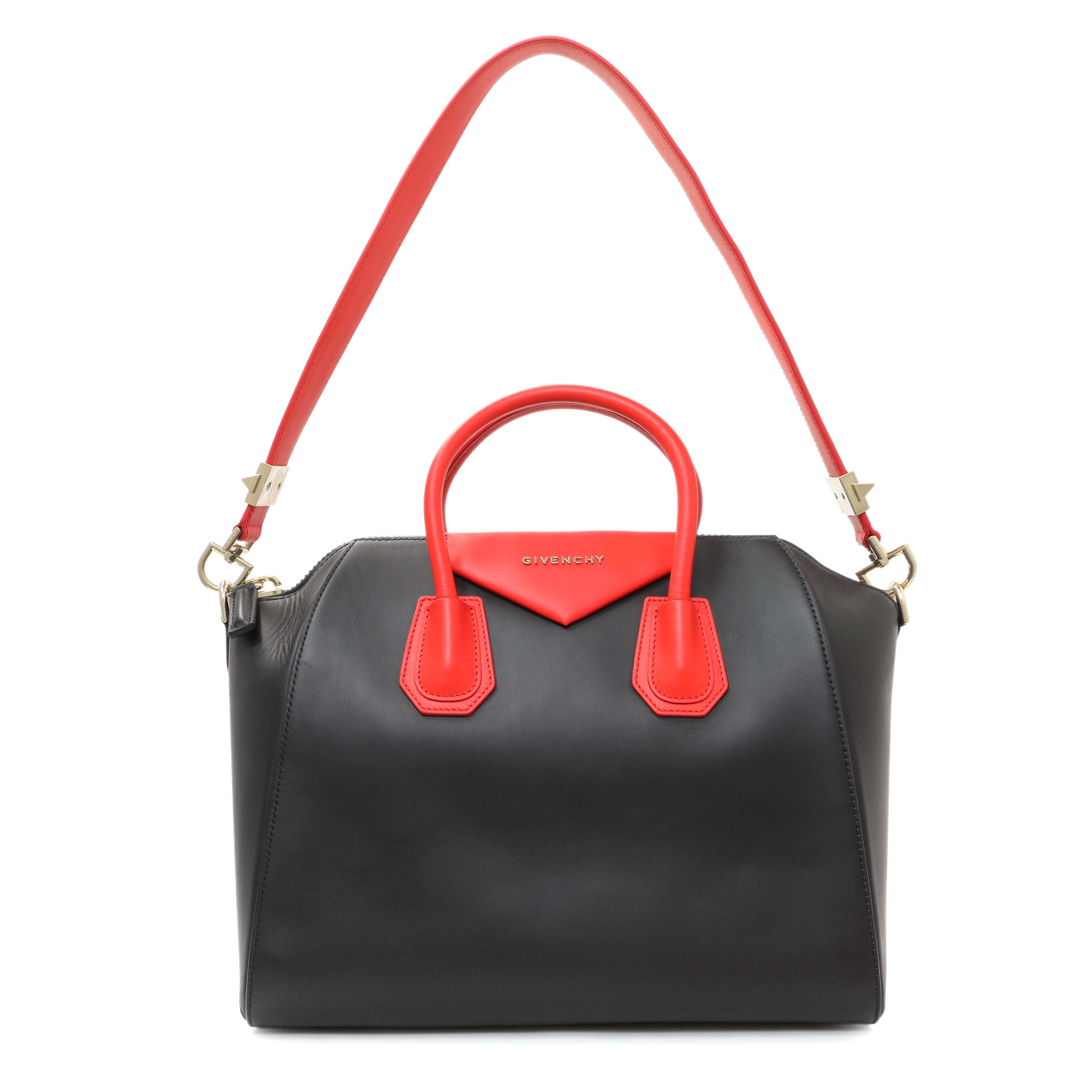 Givenchy Black Red Calfskin Medium Antigona Tote