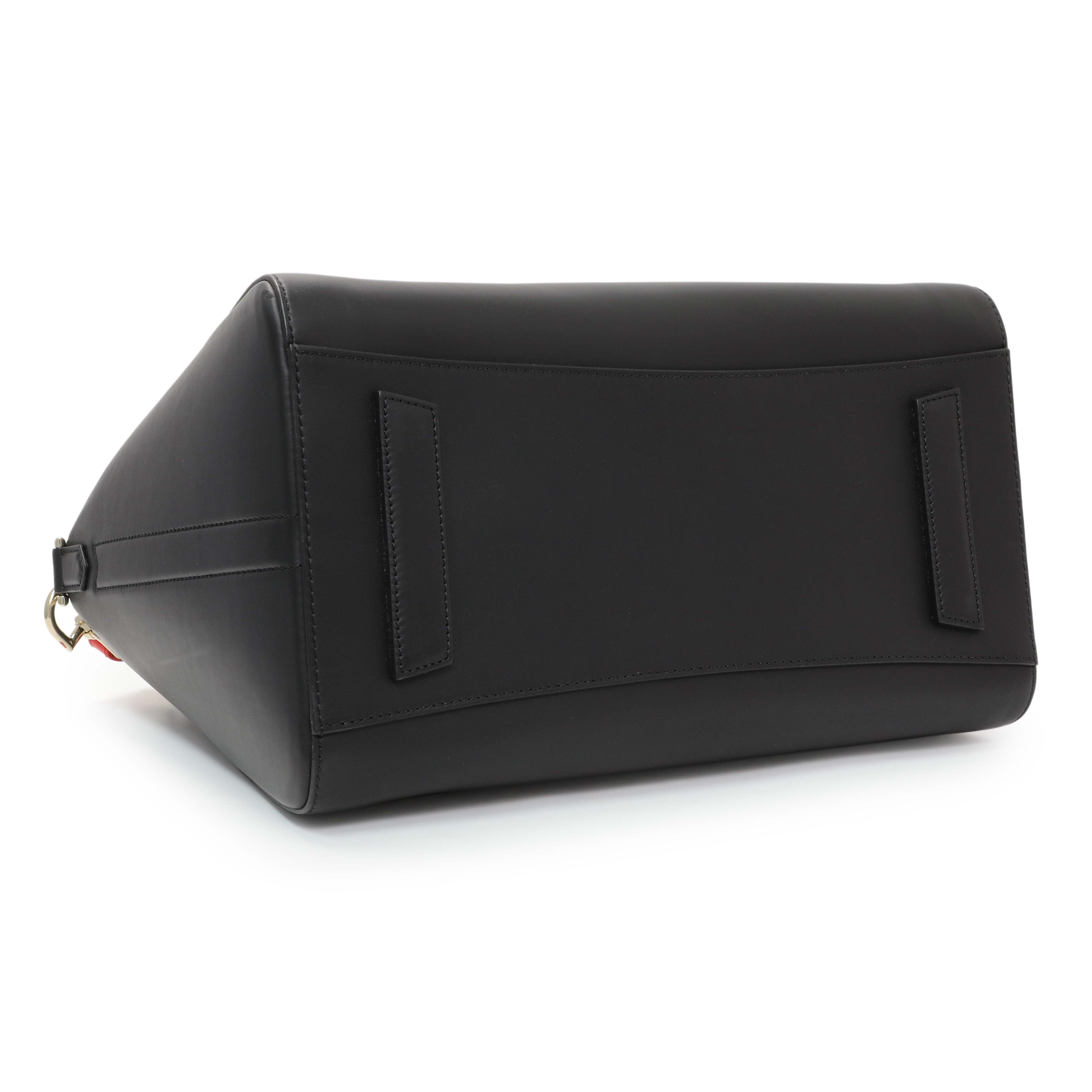 Givenchy Black Red Calfskin Medium Antigona Tote