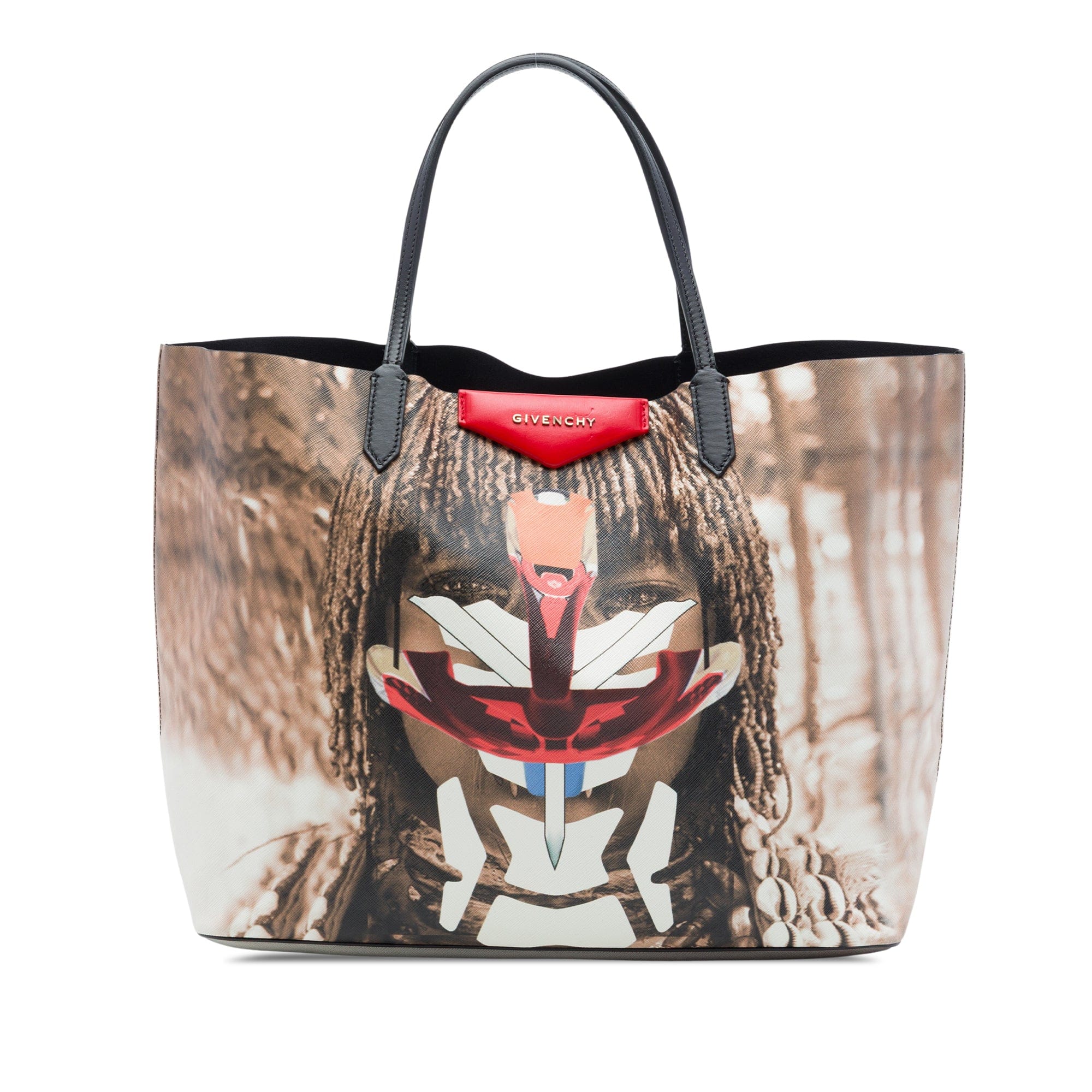 Givenchy Large Textured Coated Canvas Tribal Girl Print Antigona Tote
