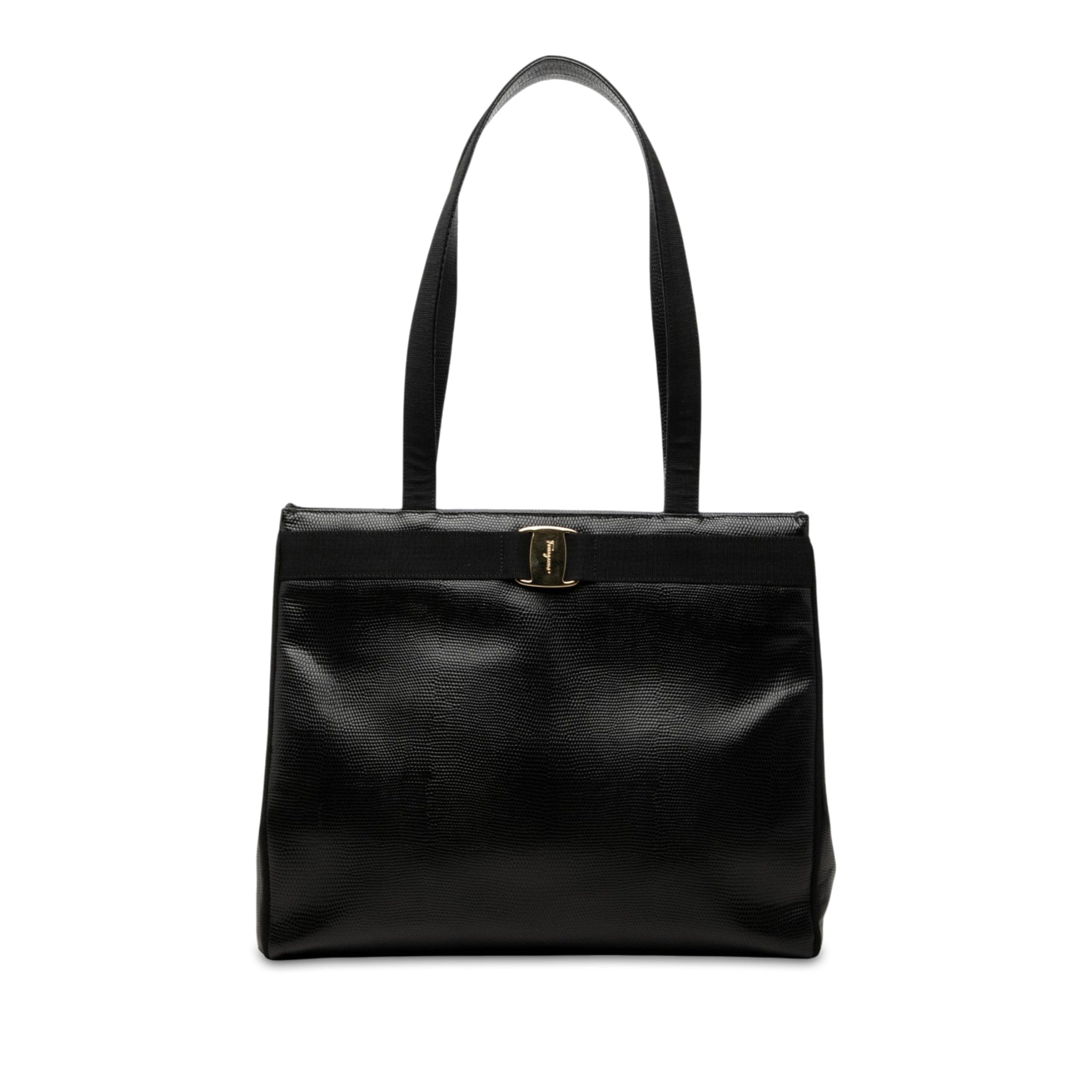 Ferragamo Lizard Embossed Leather Vara Tote