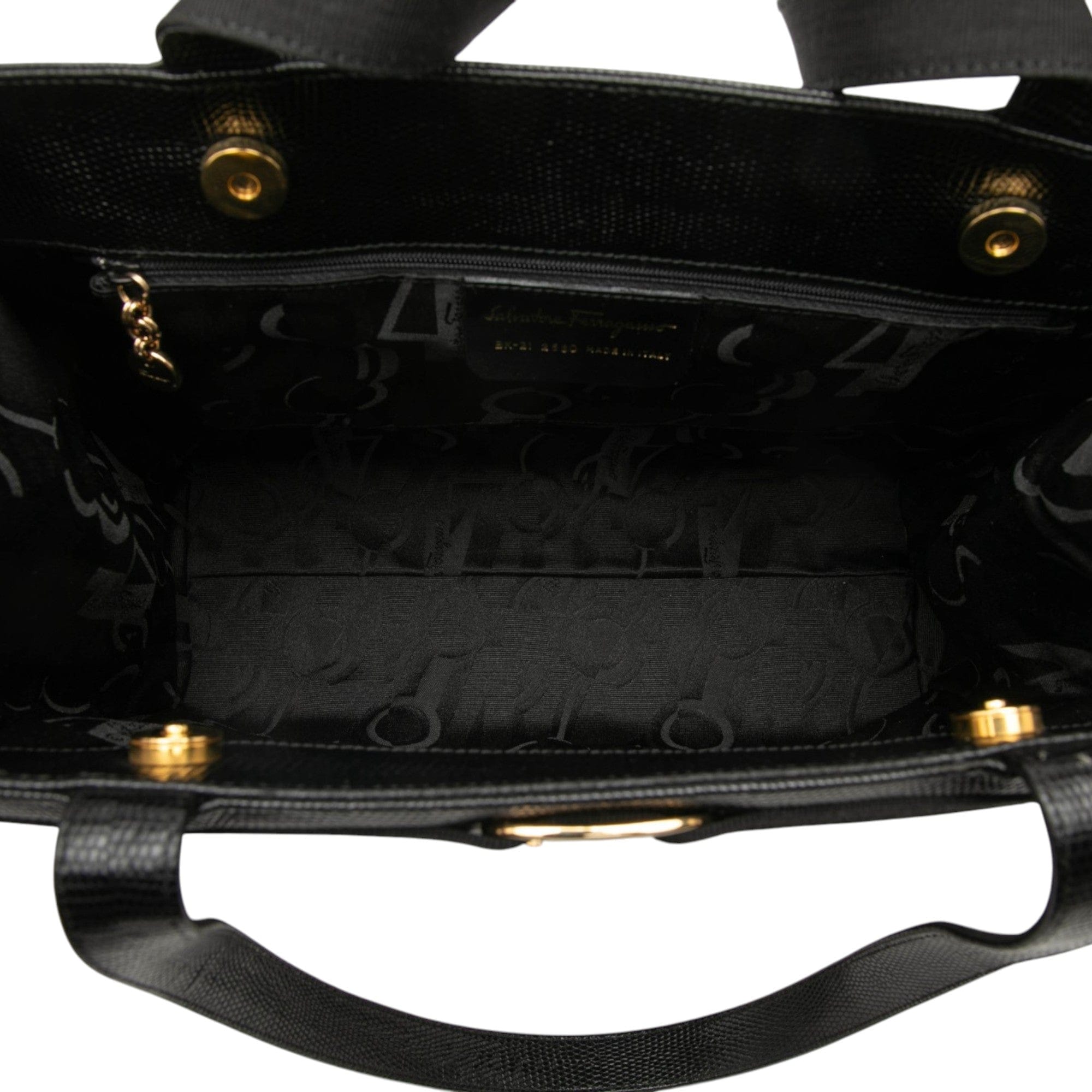 Ferragamo Lizard Embossed Leather Vara Tote