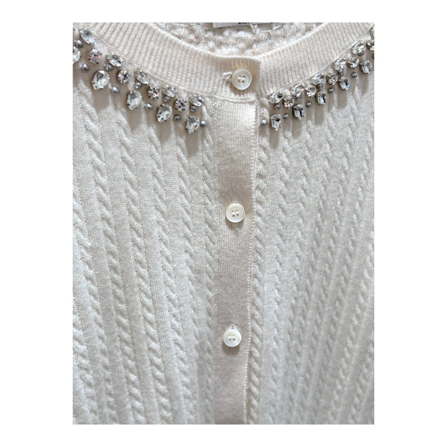 Miu Miu Cream Cashmere Cardigan with Crystals #40