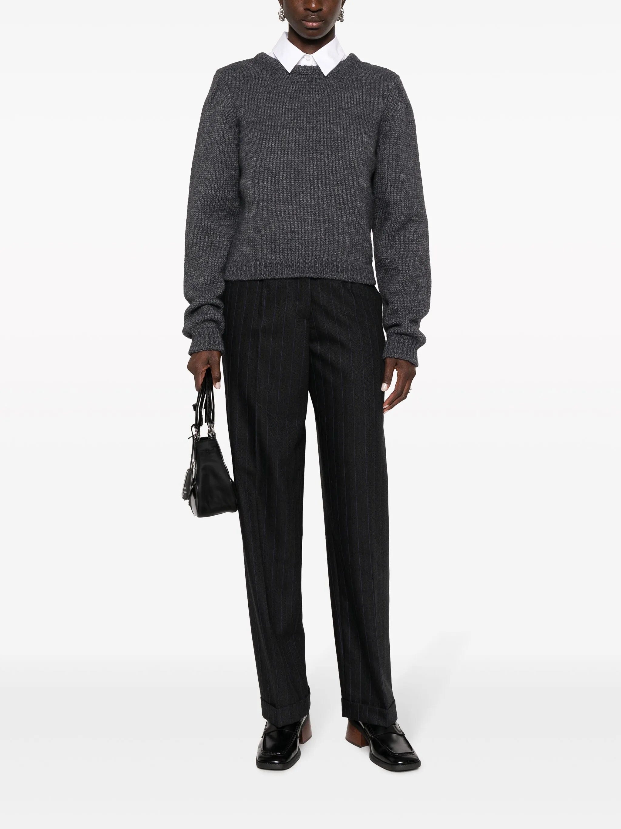 Miu Miu pinstripe herringbone wool trousers