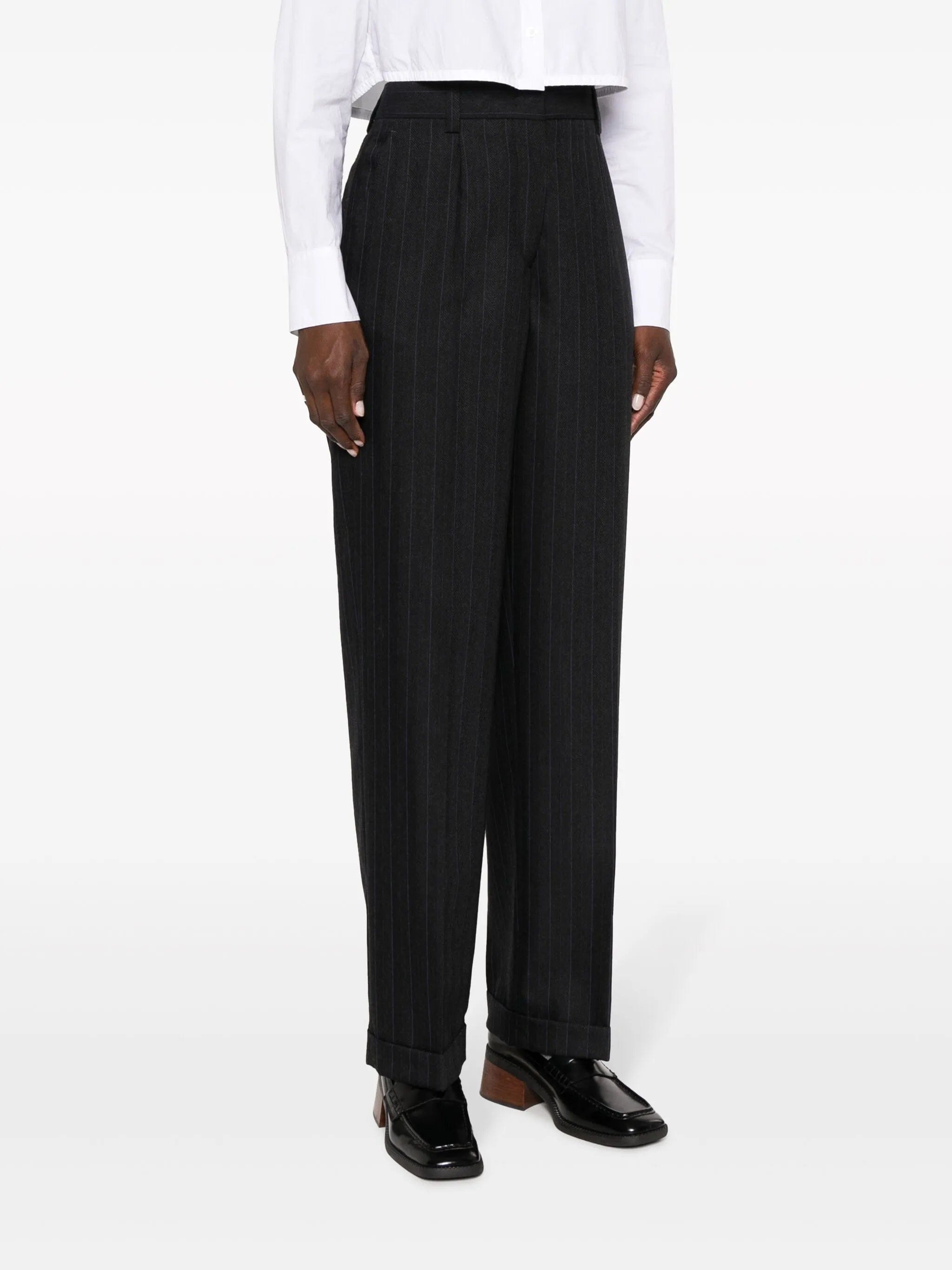 Miu Miu pinstripe herringbone wool trousers