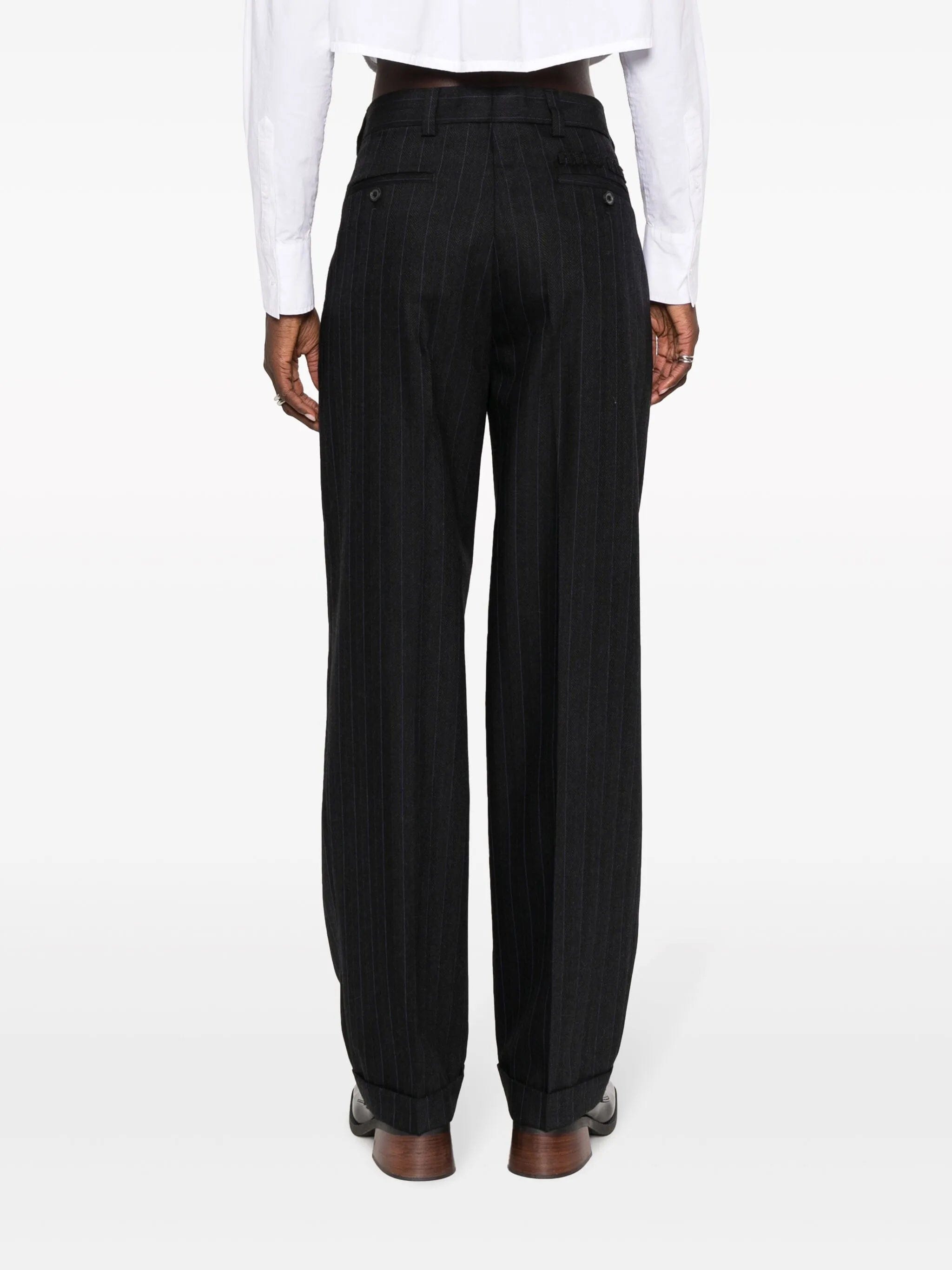 Miu Miu pinstripe herringbone wool trousers