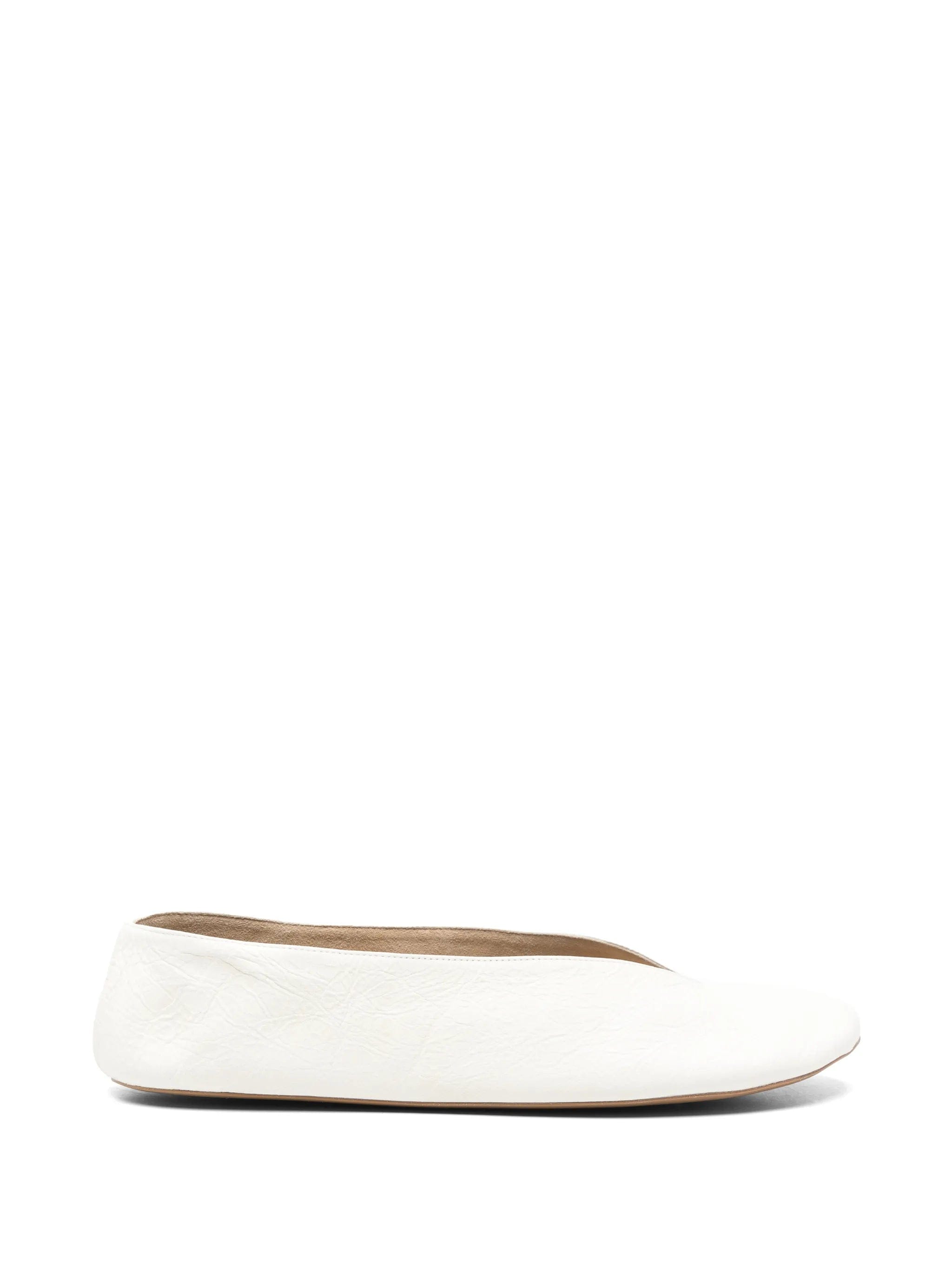 The Row V - neck textured leather loafers