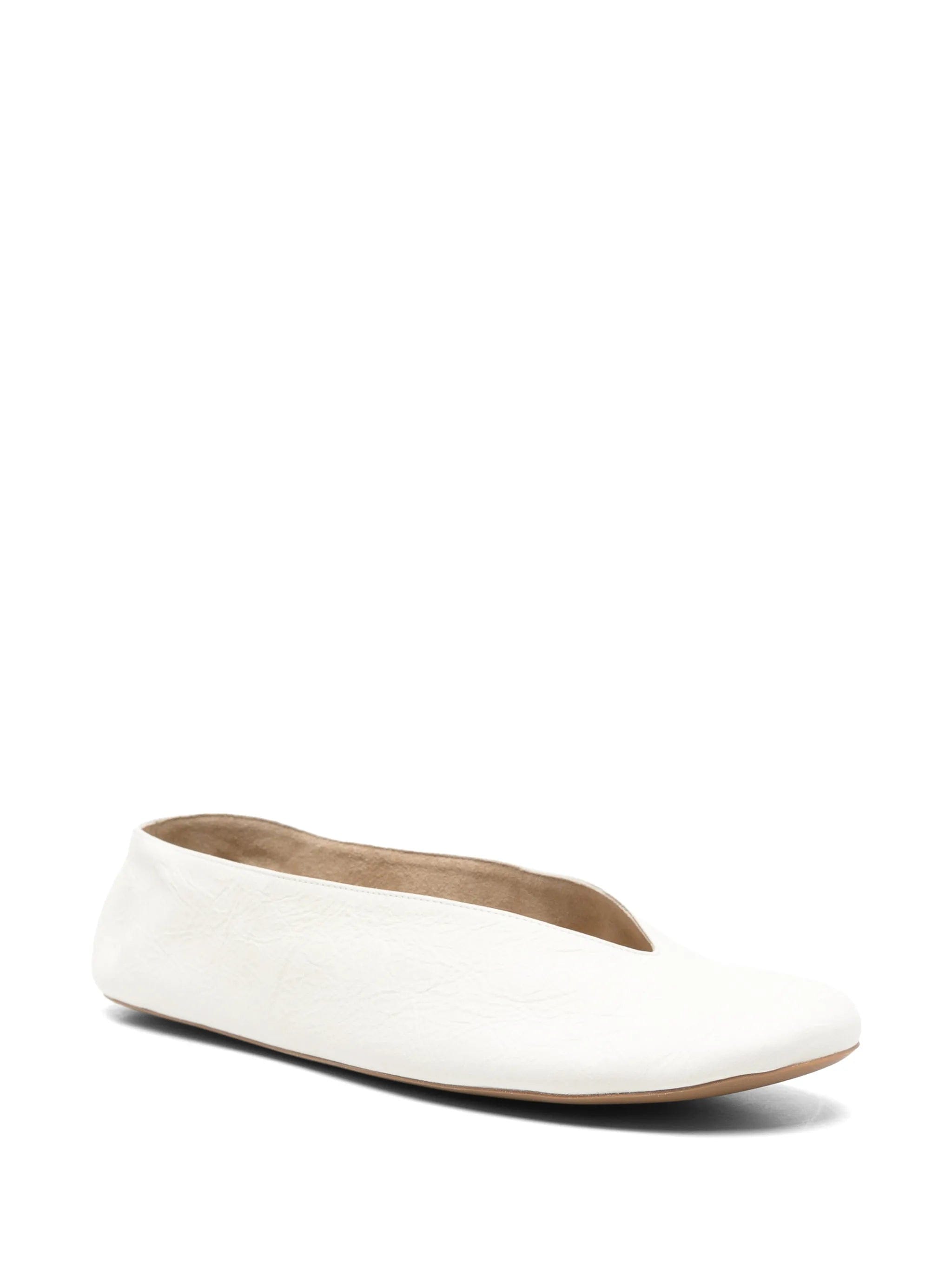 The Row V - neck textured leather loafers