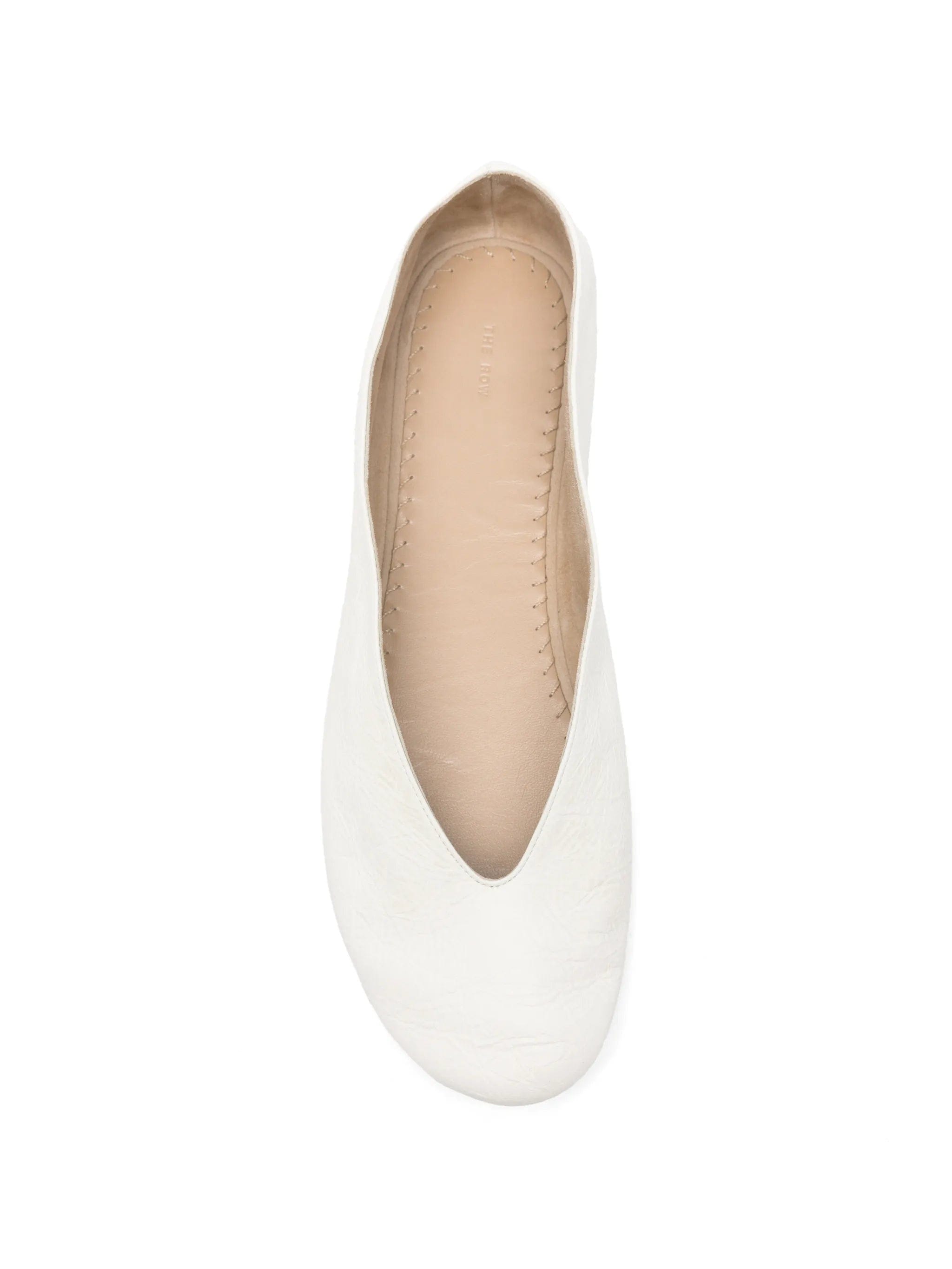 The Row V - neck textured leather loafers