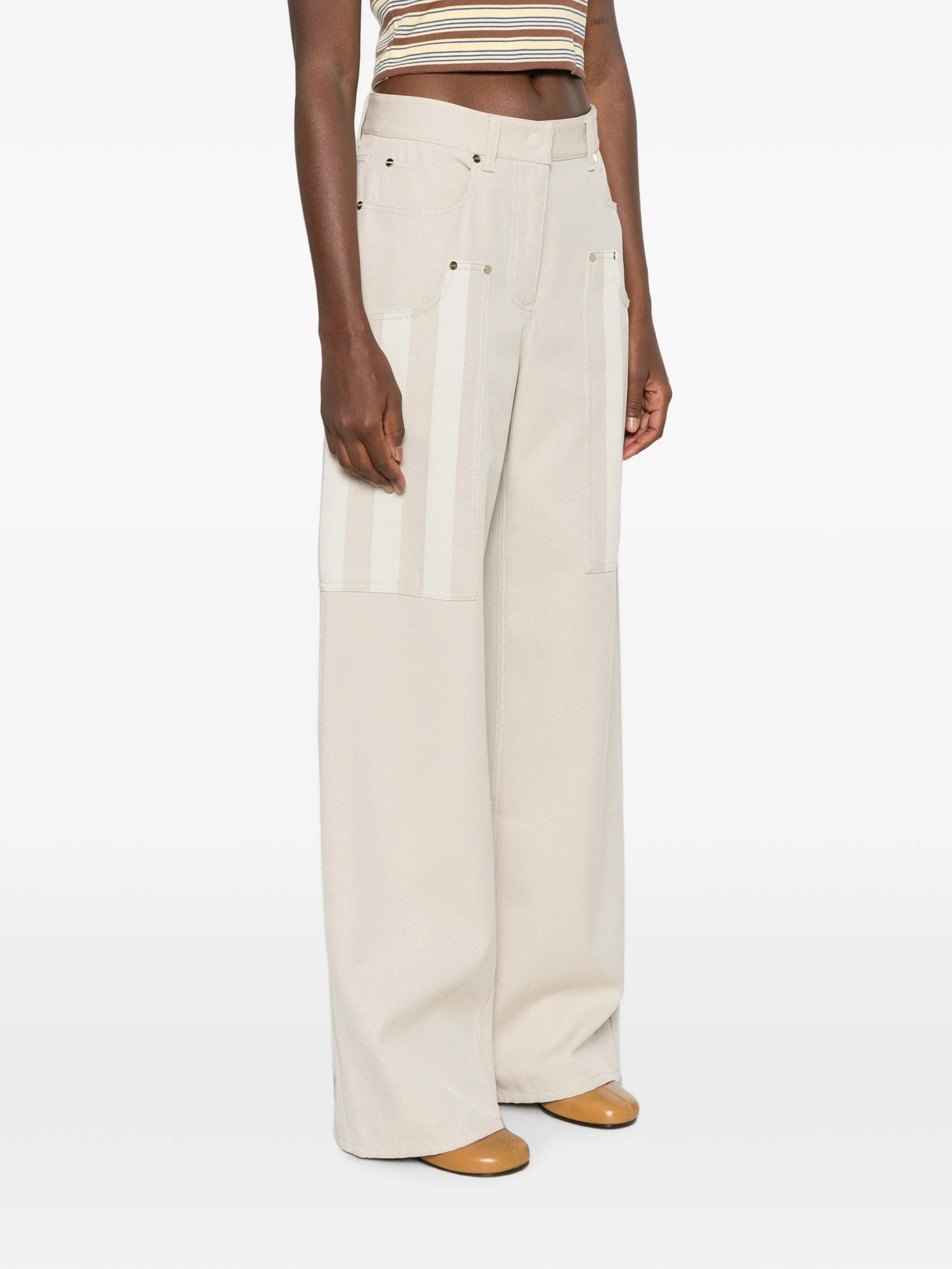 Fendi belt - loop wide - leg jeans